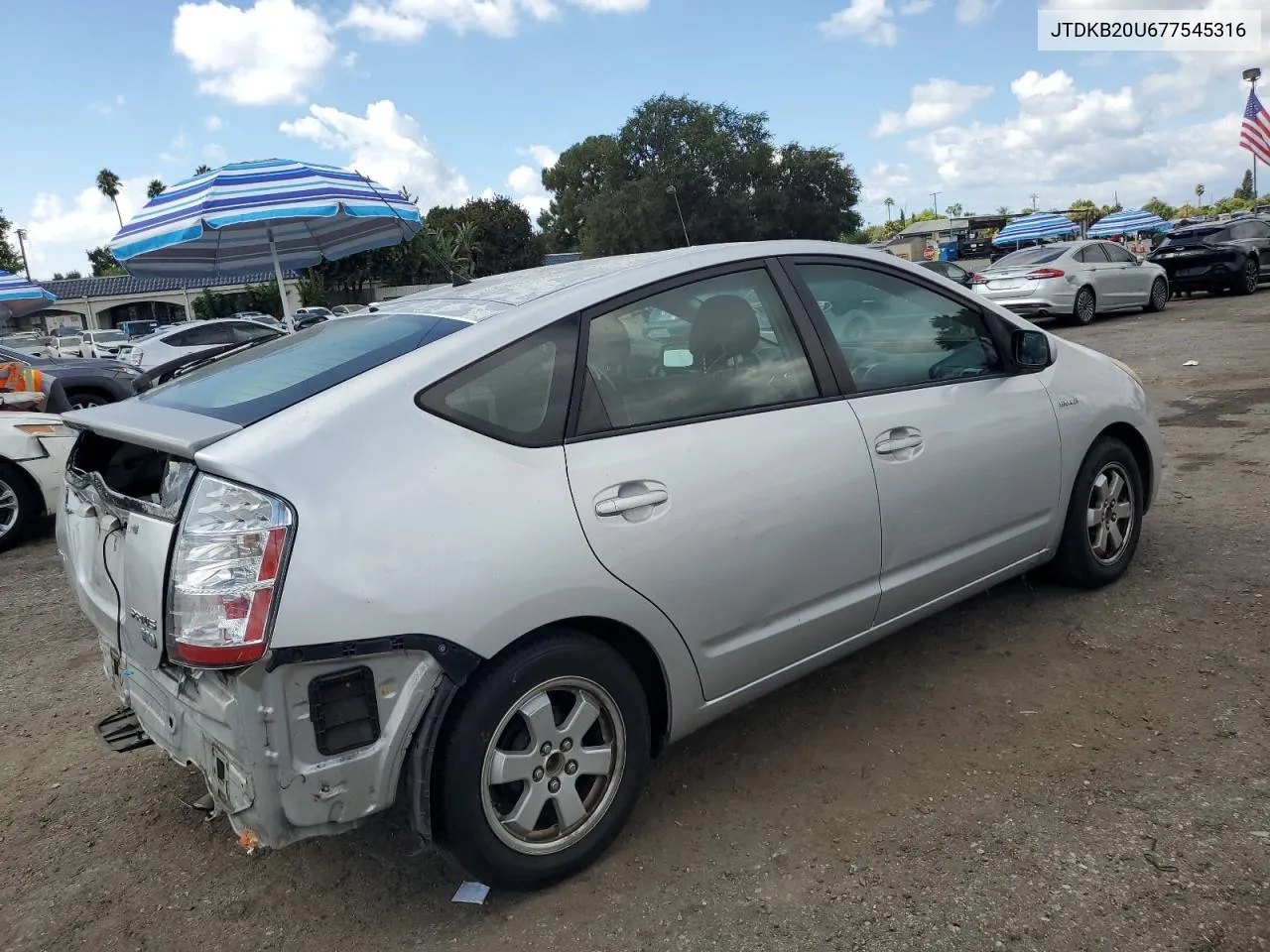 2007 Toyota Prius VIN: JTDKB20U677545316 Lot: 70891594