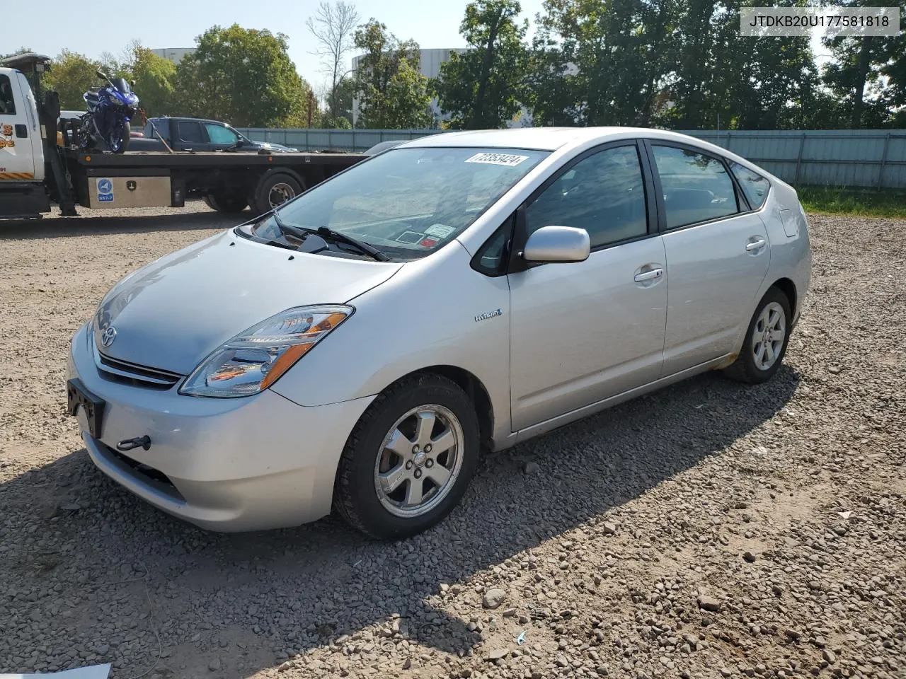 2007 Toyota Prius VIN: JTDKB20U177581818 Lot: 72353424