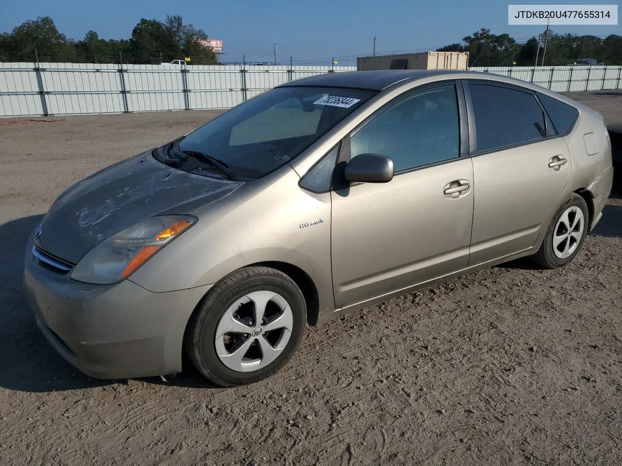 2007 Toyota Prius VIN: JTDKB20U477655314 Lot: 78236844