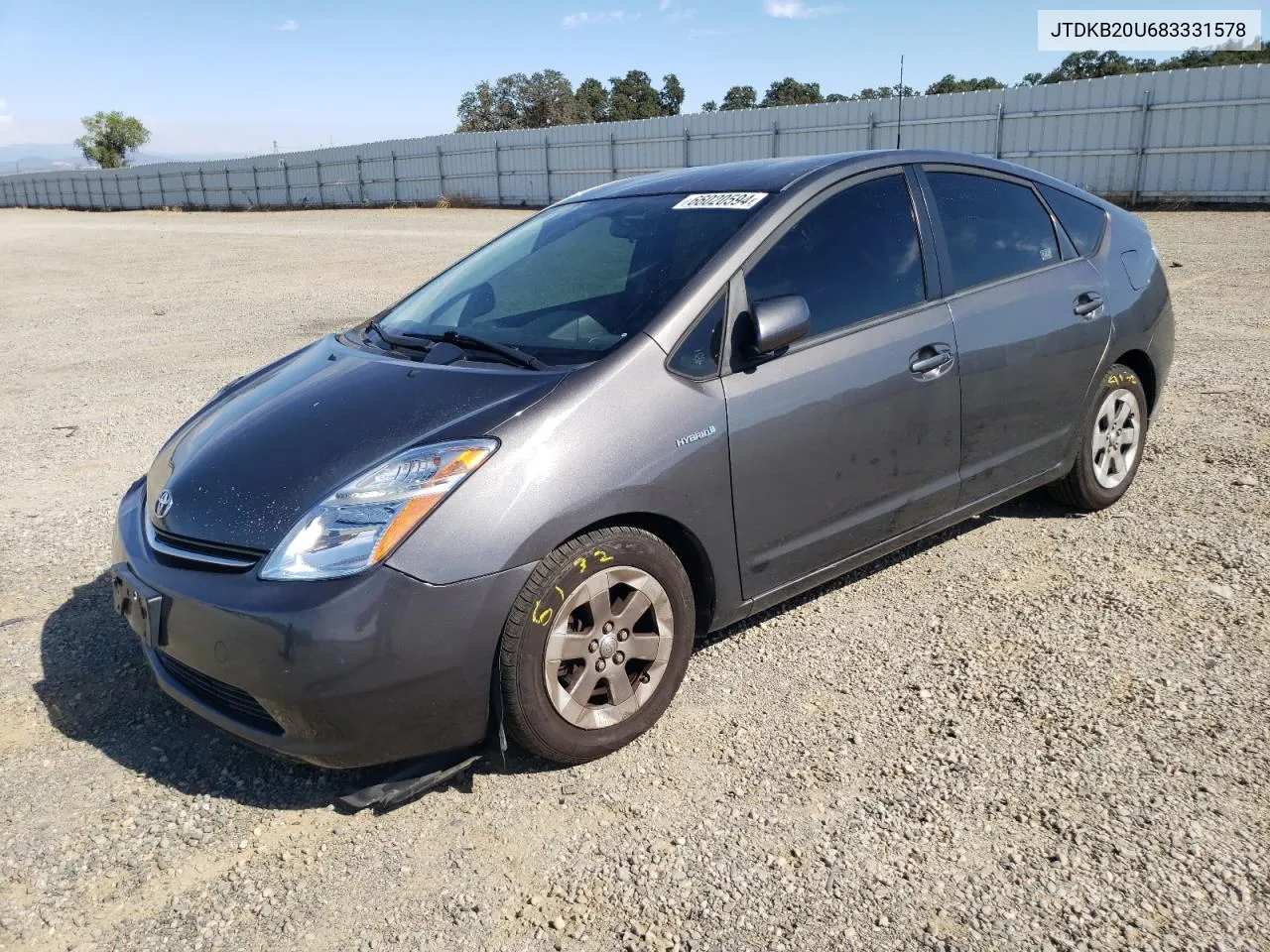 2008 Toyota Prius VIN: JTDKB20U683331578 Lot: 66020594