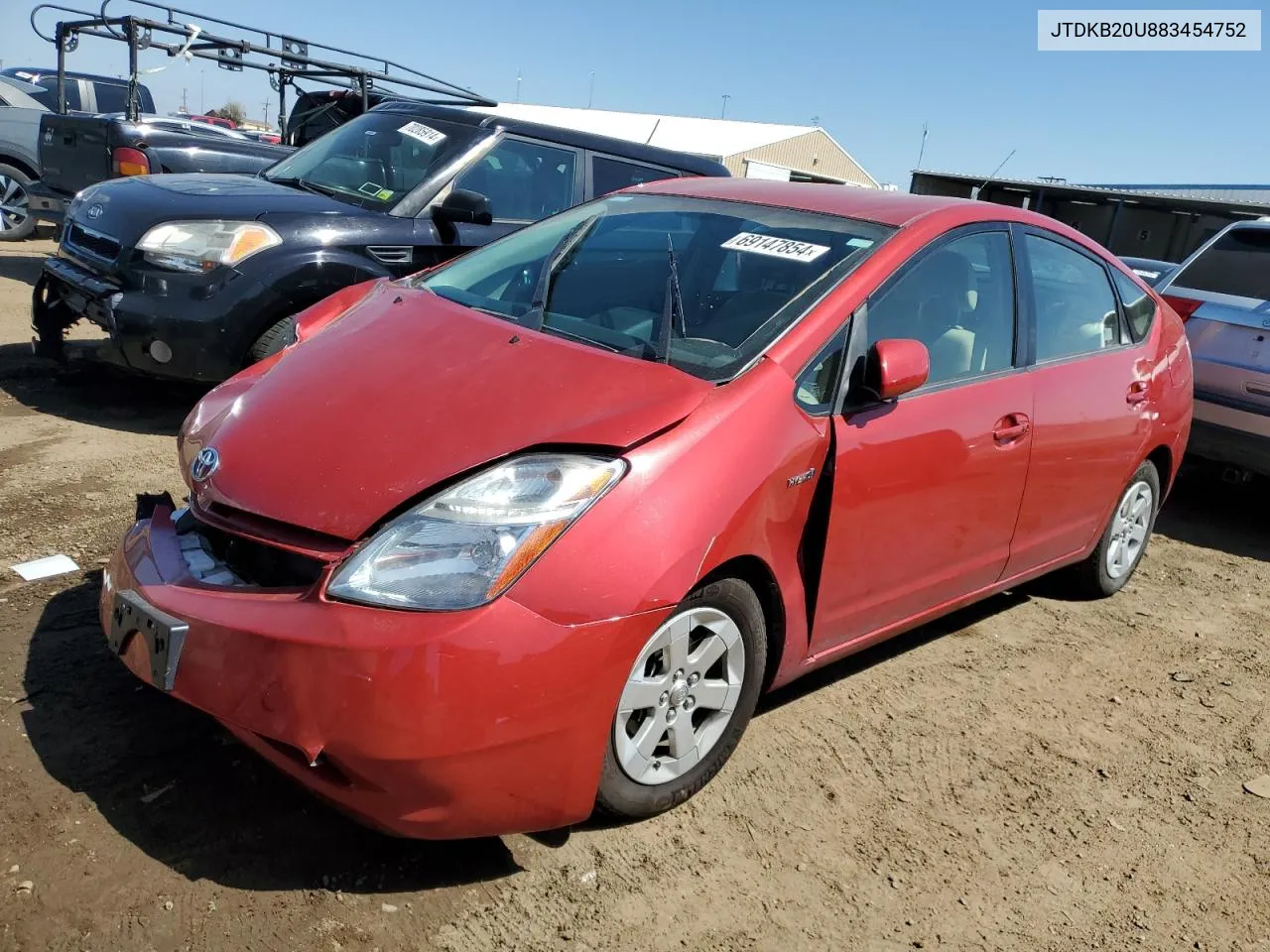 2008 Toyota Prius VIN: JTDKB20U883454752 Lot: 69147854