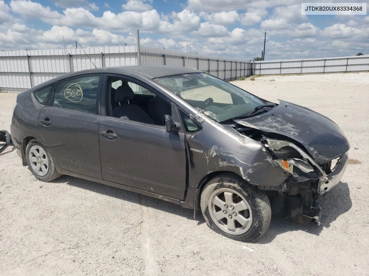 2008 Toyota Prius VIN: JTDKB20UX83334368 Lot: 70500454