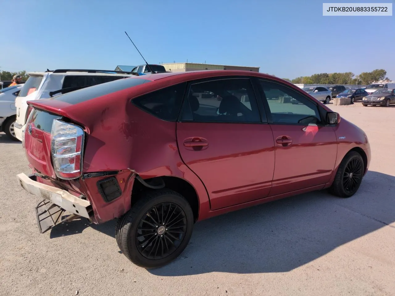 2008 Toyota Prius VIN: JTDKB20U883355722 Lot: 70792804