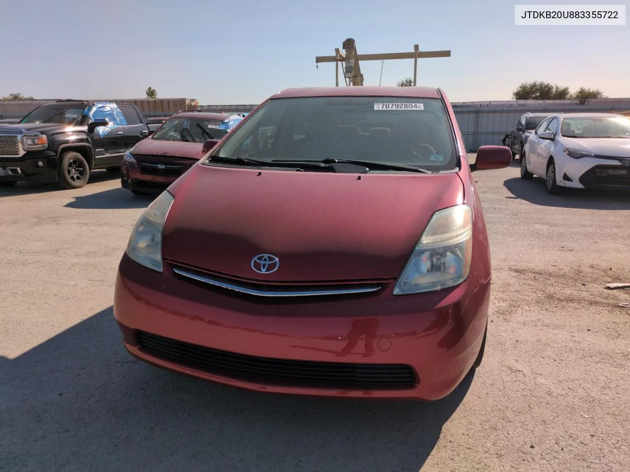 2008 Toyota Prius VIN: JTDKB20U883355722 Lot: 70792804