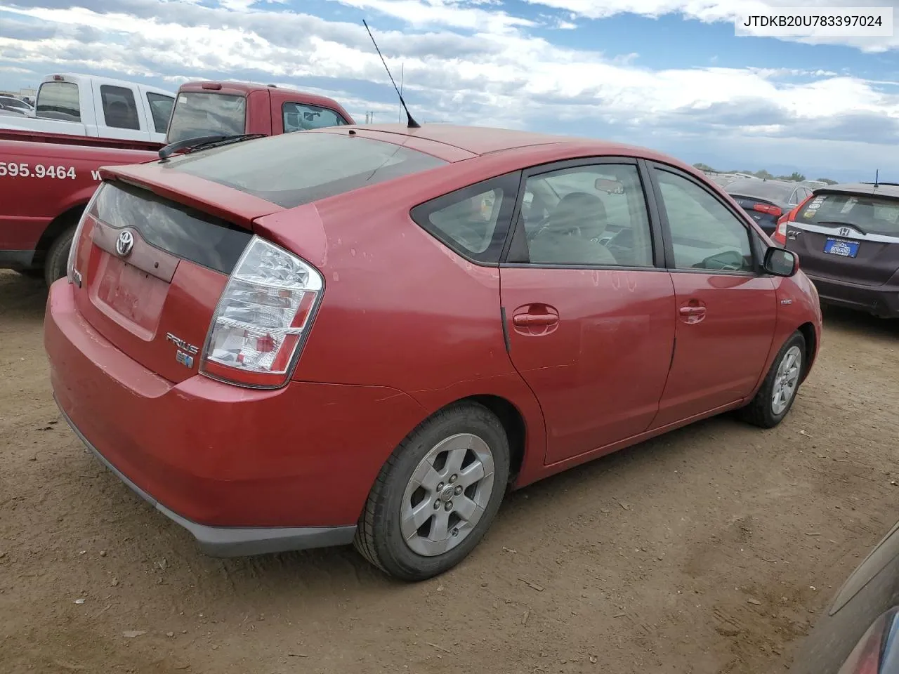 2008 Toyota Prius VIN: JTDKB20U783397024 Lot: 71873774