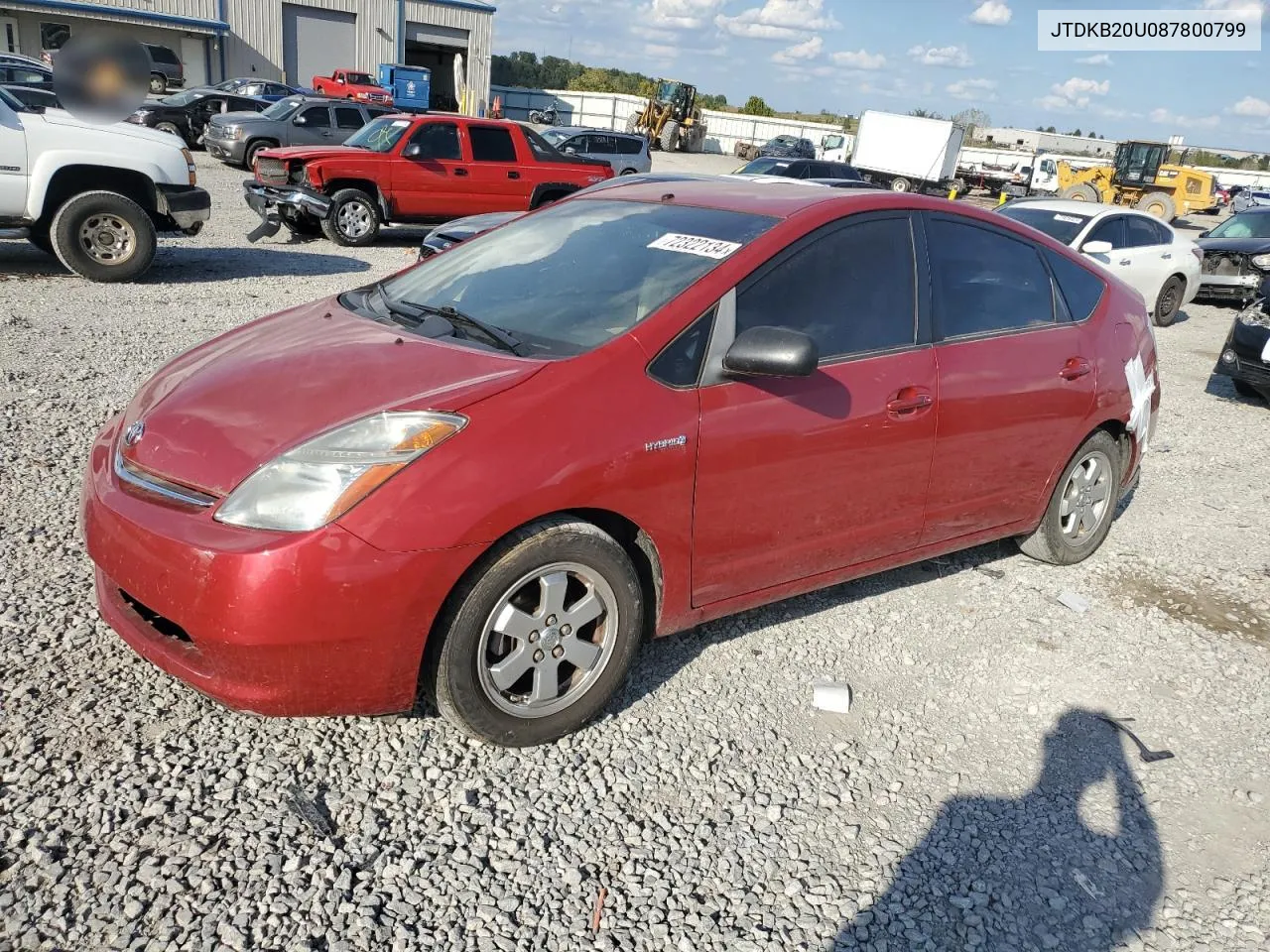 2008 Toyota Prius VIN: JTDKB20U087800799 Lot: 72322134