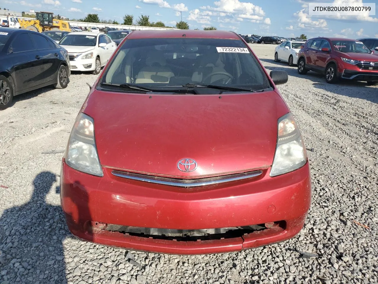 2008 Toyota Prius VIN: JTDKB20U087800799 Lot: 72322134