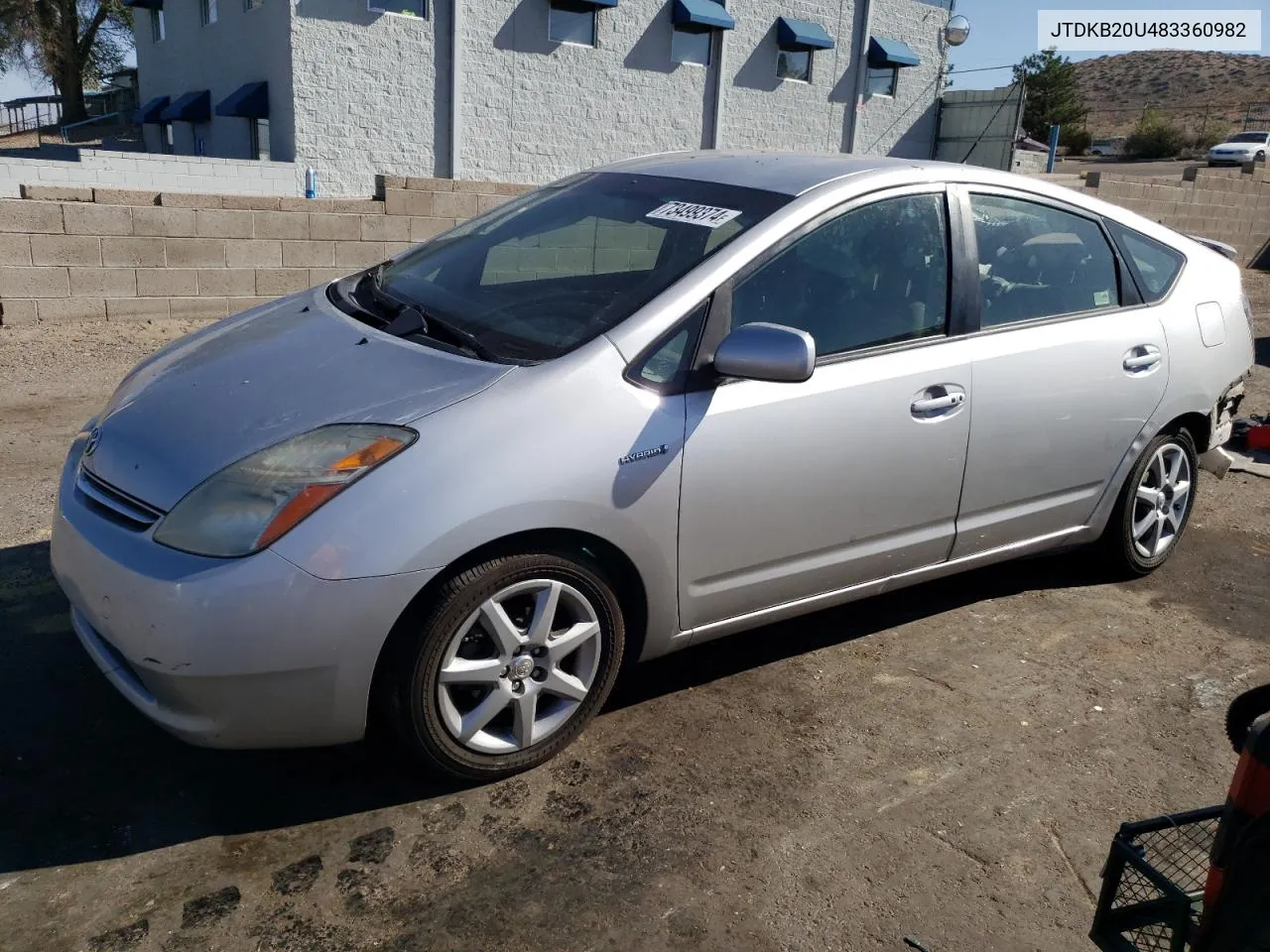 2008 Toyota Prius VIN: JTDKB20U483360982 Lot: 73499374