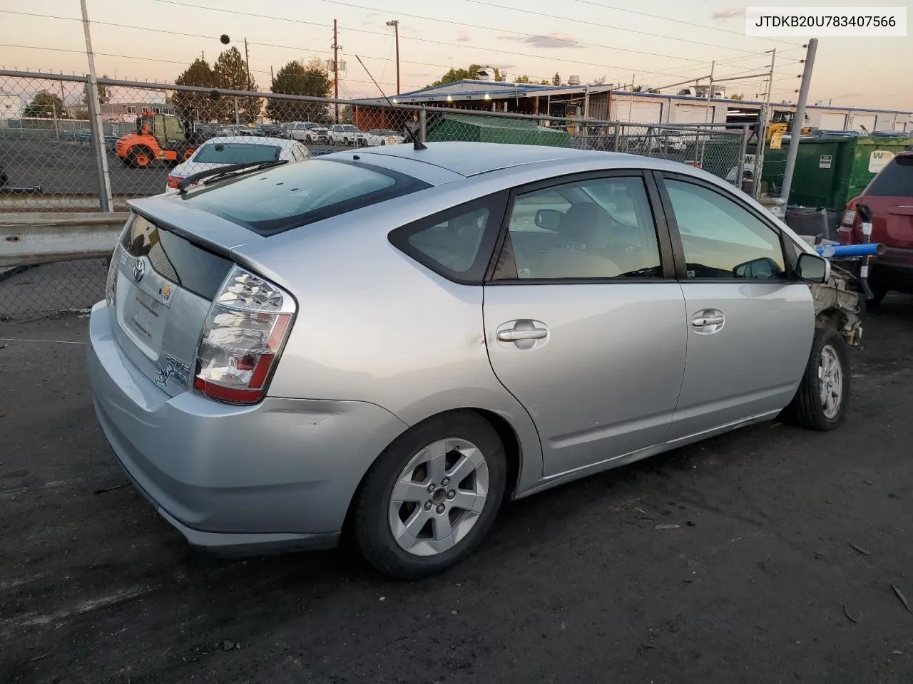 2008 Toyota Prius VIN: JTDKB20U783407566 Lot: 75570144