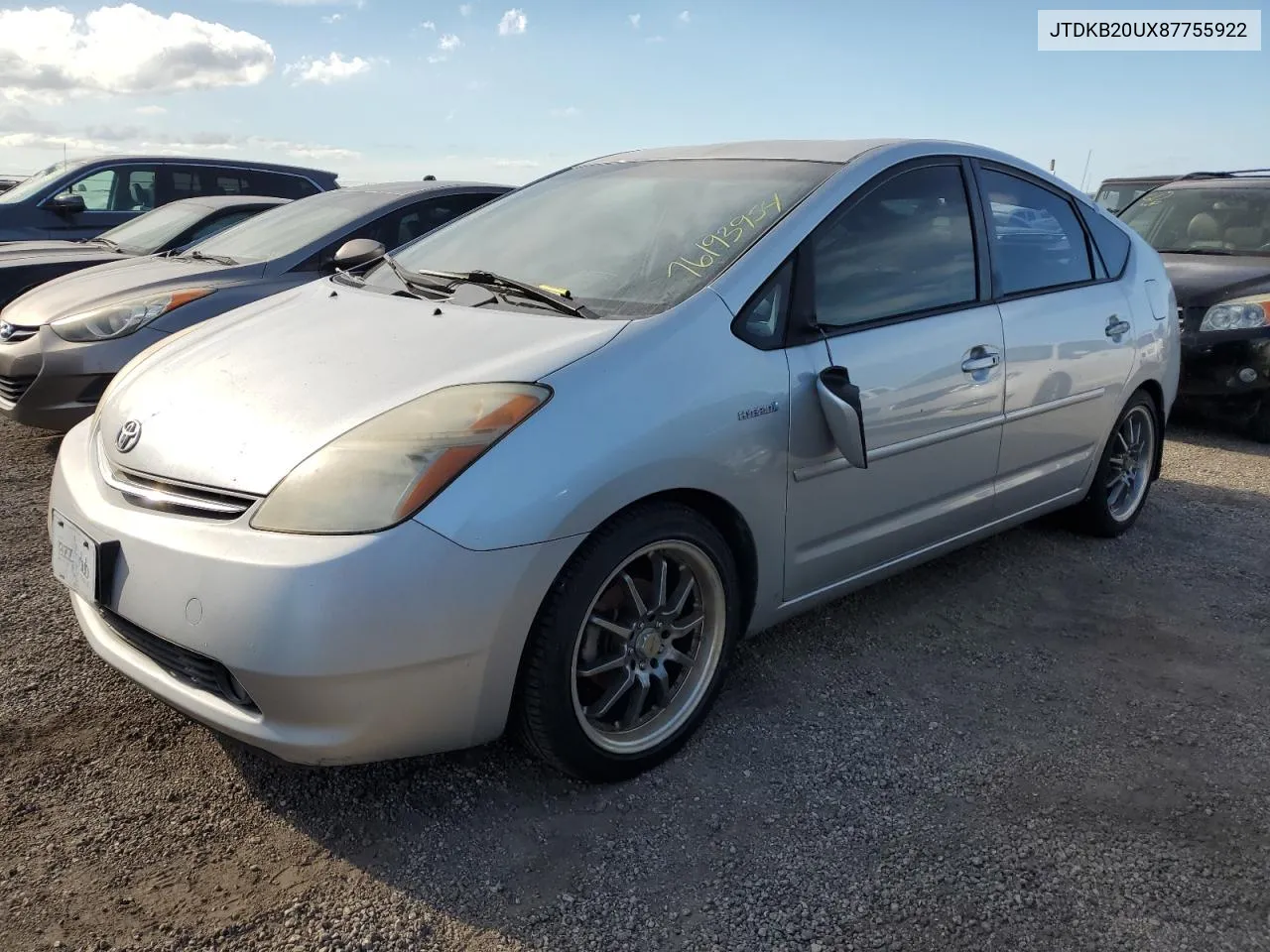 2008 Toyota Prius VIN: JTDKB20UX87755922 Lot: 76193954