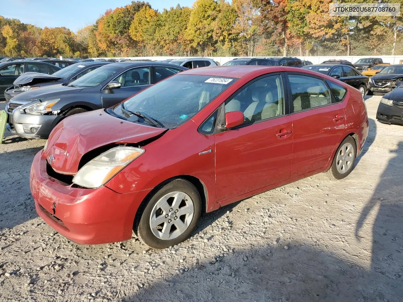 2008 Toyota Prius VIN: JTDKB20U687708760 Lot: 76231954