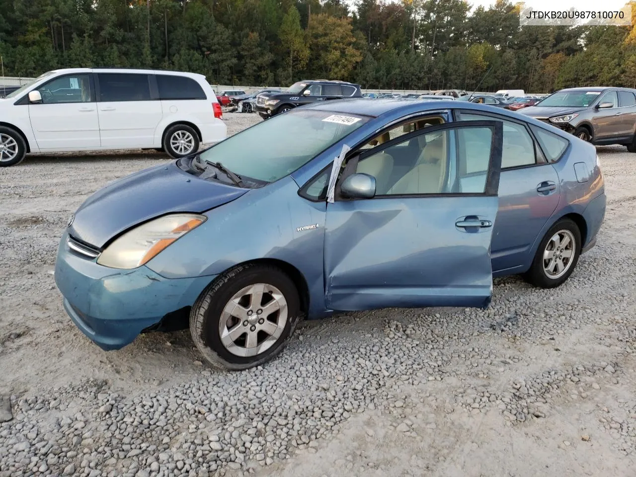 2008 Toyota Prius VIN: JTDKB20U987810070 Lot: 77217494