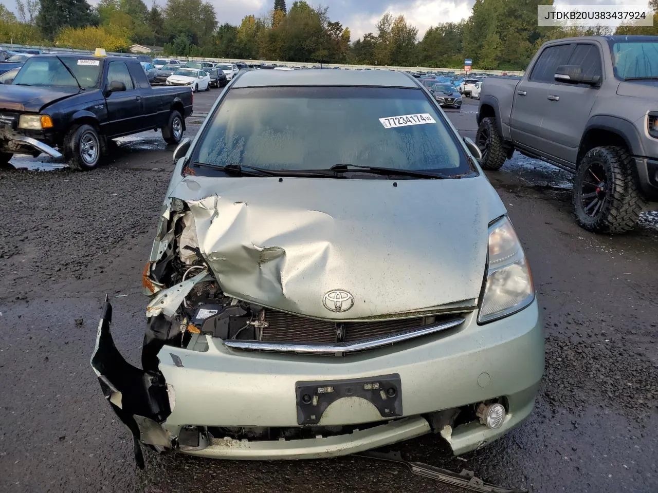 2008 Toyota Prius VIN: JTDKB20U383437924 Lot: 77234174