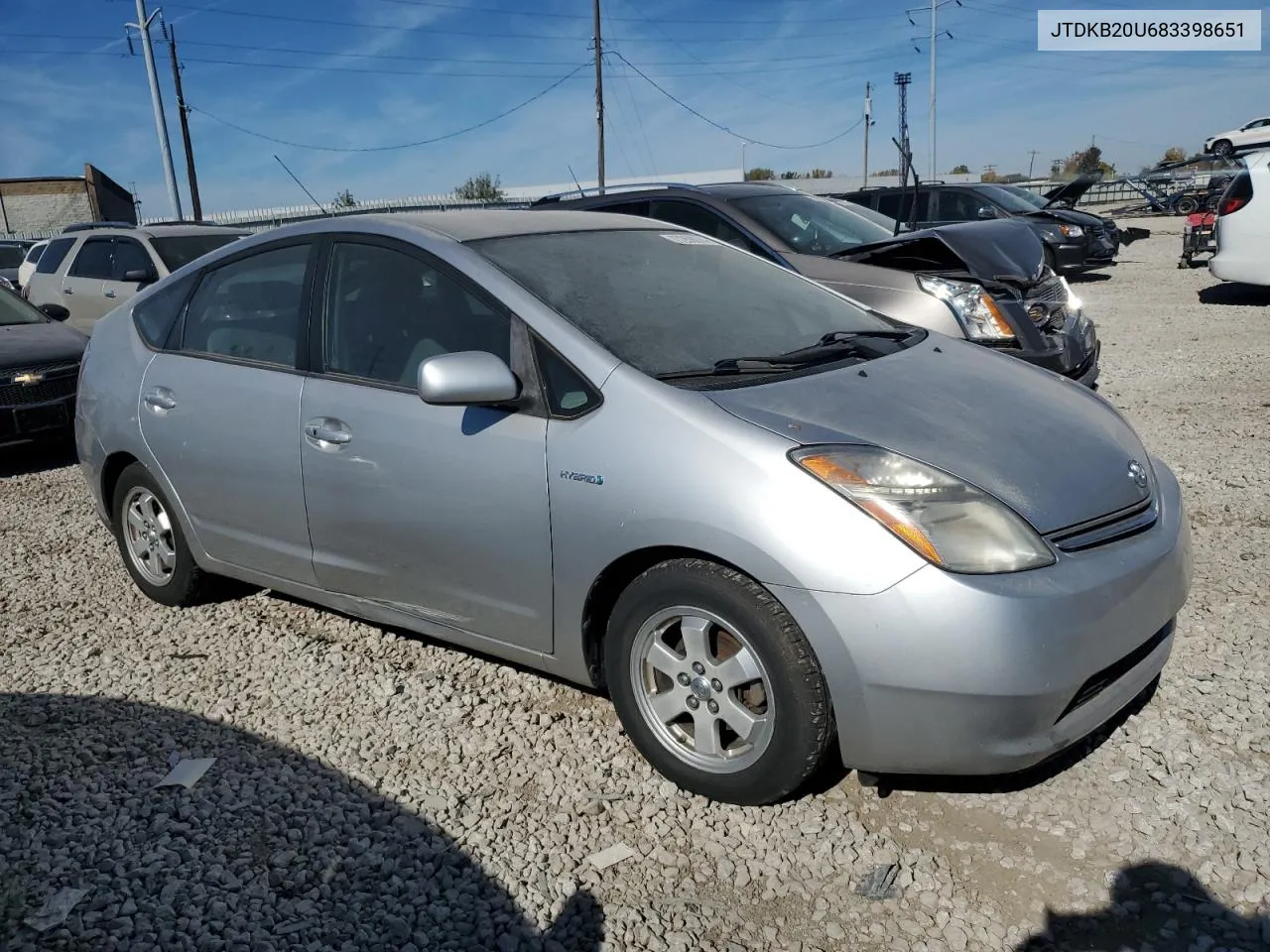 2008 Toyota Prius VIN: JTDKB20U683398651 Lot: 77258074