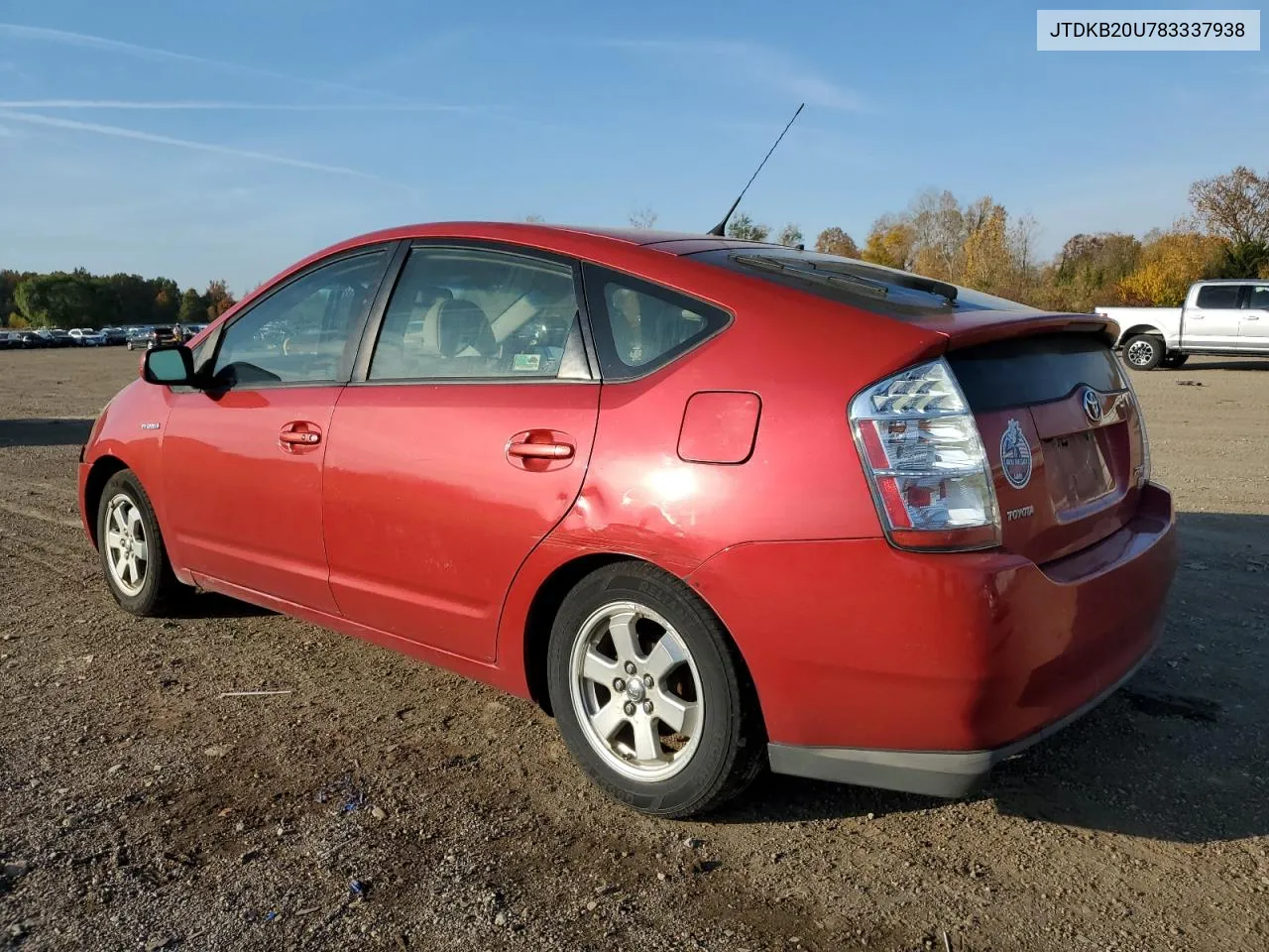 2008 Toyota Prius VIN: JTDKB20U783337938 Lot: 77351184