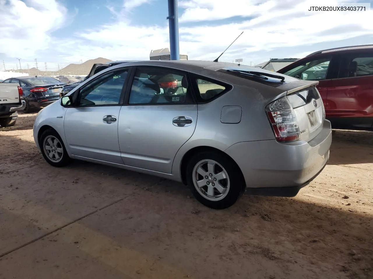 2008 Toyota Prius VIN: JTDKB20UX83403771 Lot: 78869904