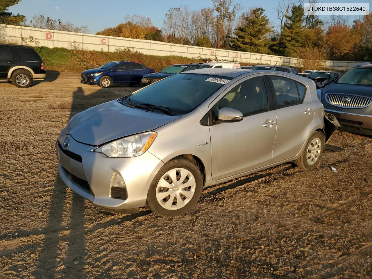 2012 Toyota Prius C VIN: JTDKDTB38C1522640 Lot: 76599404