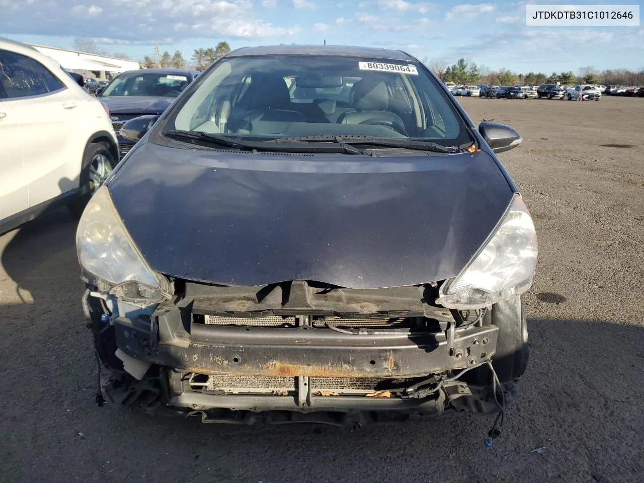 2012 Toyota Prius C VIN: JTDKDTB31C1012646 Lot: 80339064