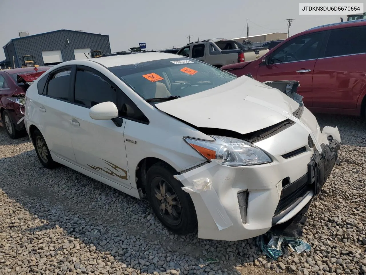 2013 Toyota Prius VIN: JTDKN3DU6D5670654 Lot: 70257724