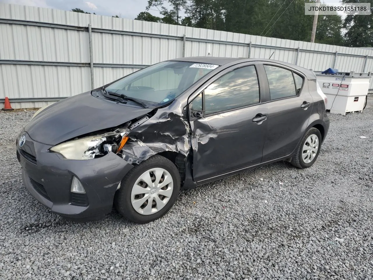 2013 Toyota Prius C VIN: JTDKDTB35D1551188 Lot: 72928504