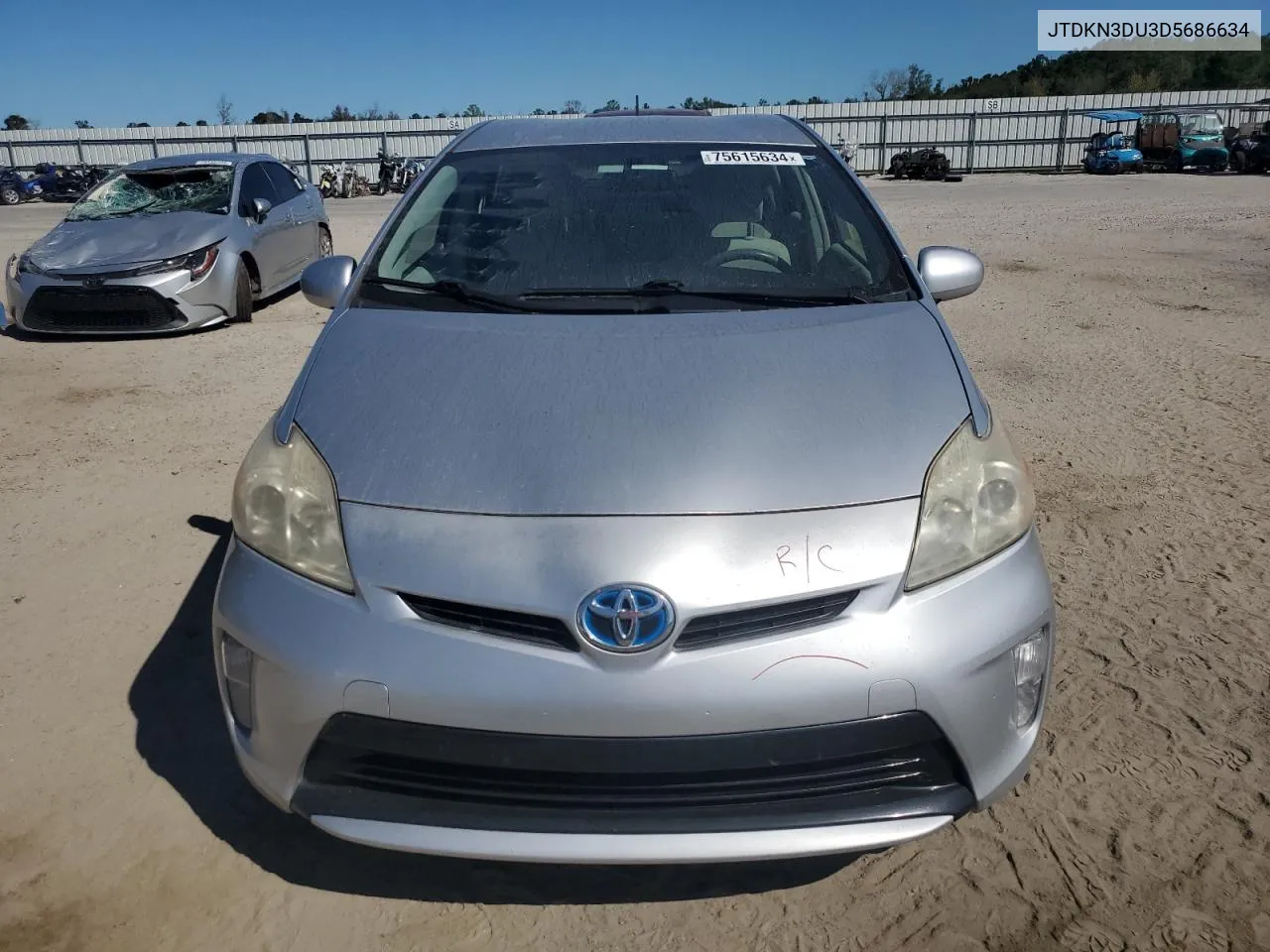 2013 Toyota Prius VIN: JTDKN3DU3D5686634 Lot: 75615634