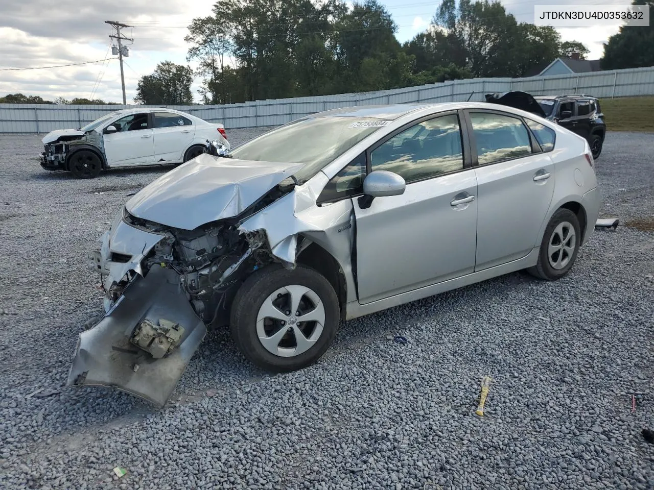 2013 Toyota Prius VIN: JTDKN3DU4D0353632 Lot: 75753884