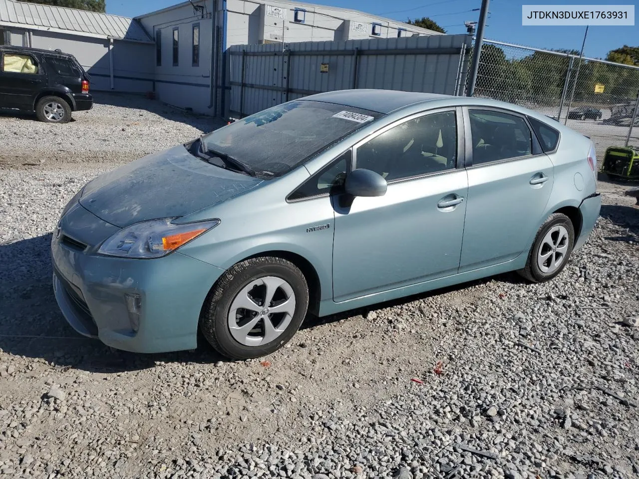 2014 Toyota Prius VIN: JTDKN3DUXE1763931 Lot: 74084304