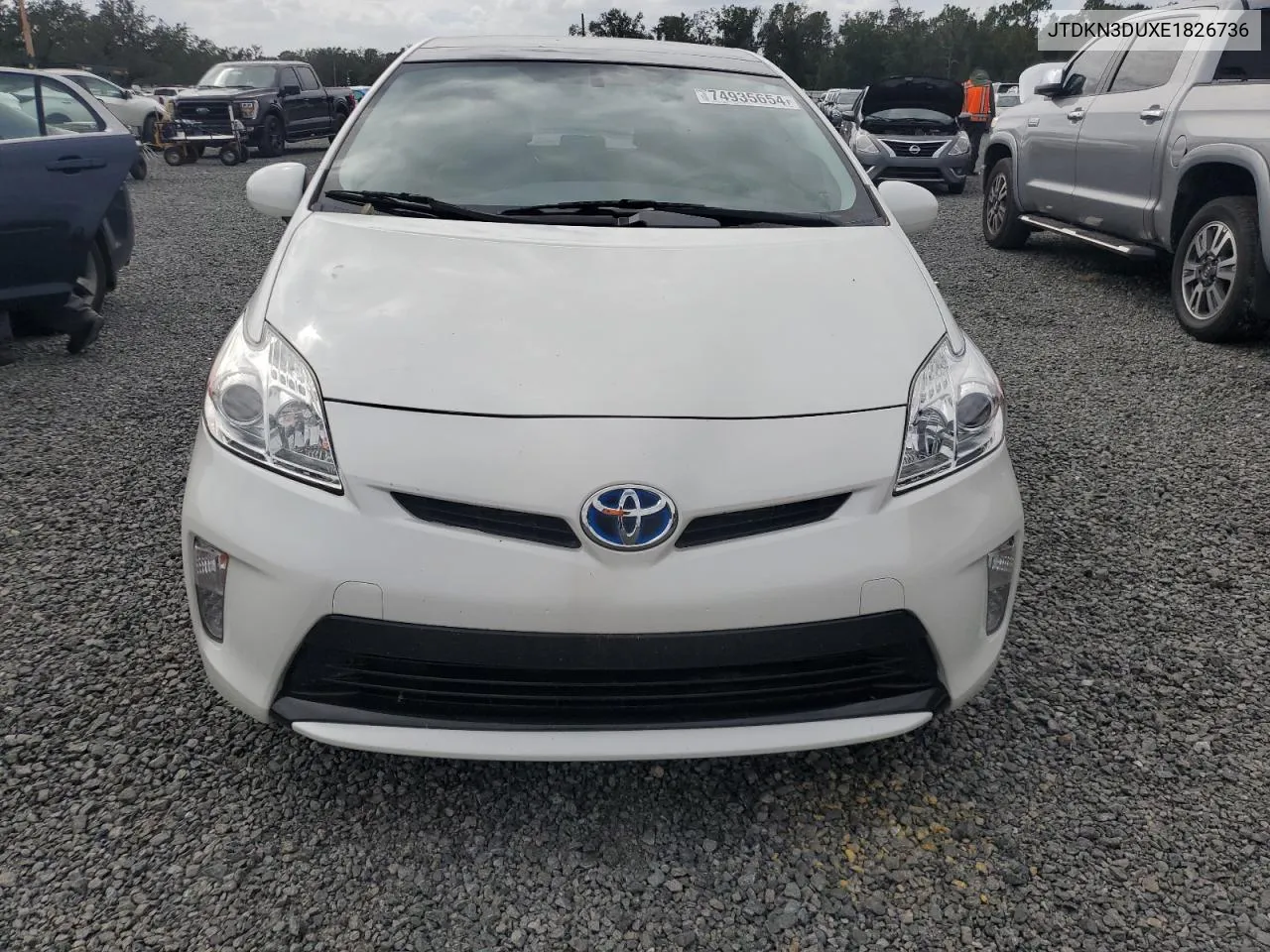 2014 Toyota Prius VIN: JTDKN3DUXE1826736 Lot: 74935654