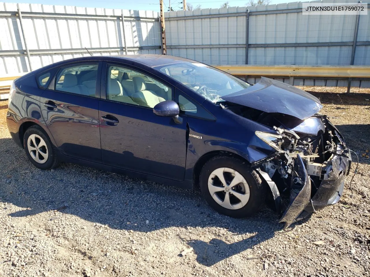 JTDKN3DU1E1759072 2014 Toyota Prius