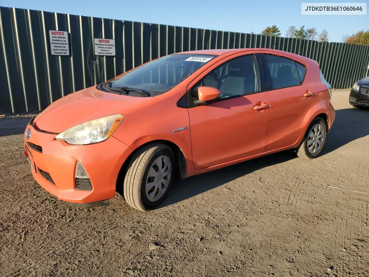 2014 Toyota Prius C VIN: JTDKDTB36E1060646 Lot: 76030724