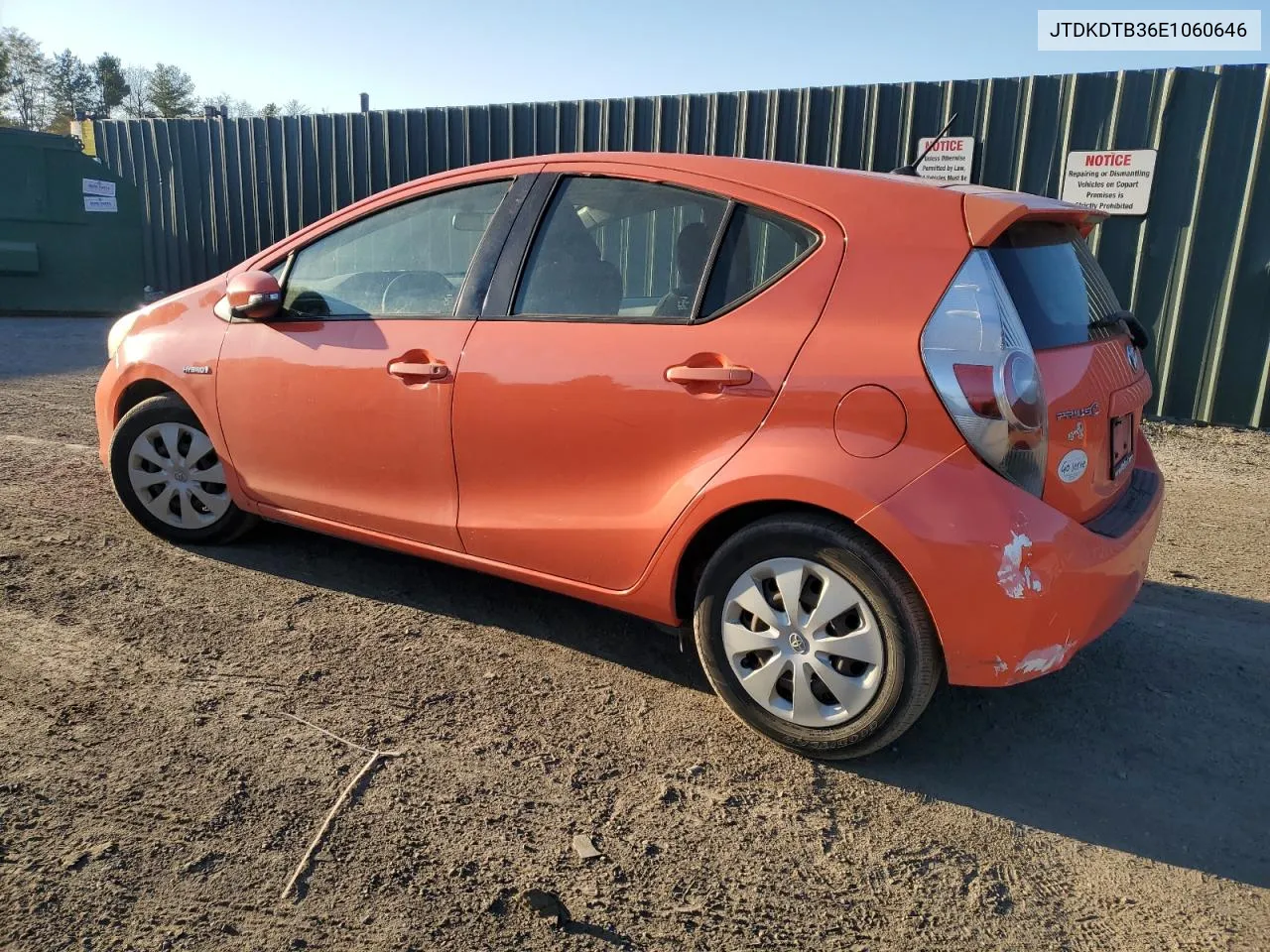 2014 Toyota Prius C VIN: JTDKDTB36E1060646 Lot: 76030724