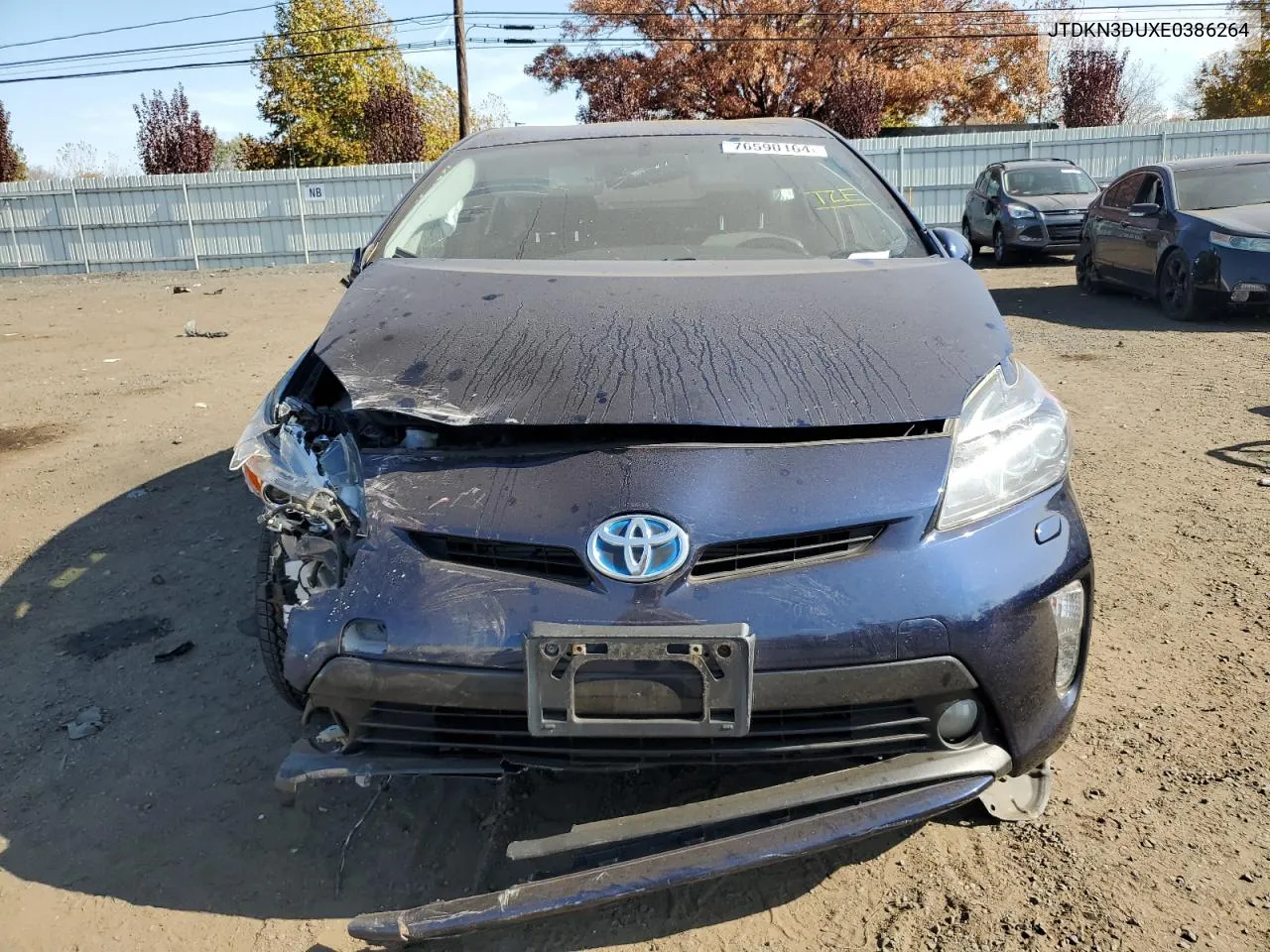 2014 Toyota Prius VIN: JTDKN3DUXE0386264 Lot: 76590164