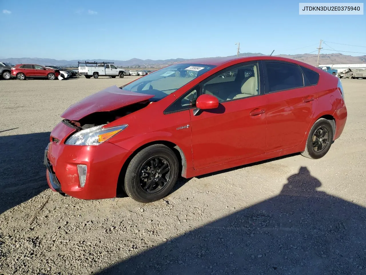 2014 Toyota Prius VIN: JTDKN3DU2E0375940 Lot: 77209094