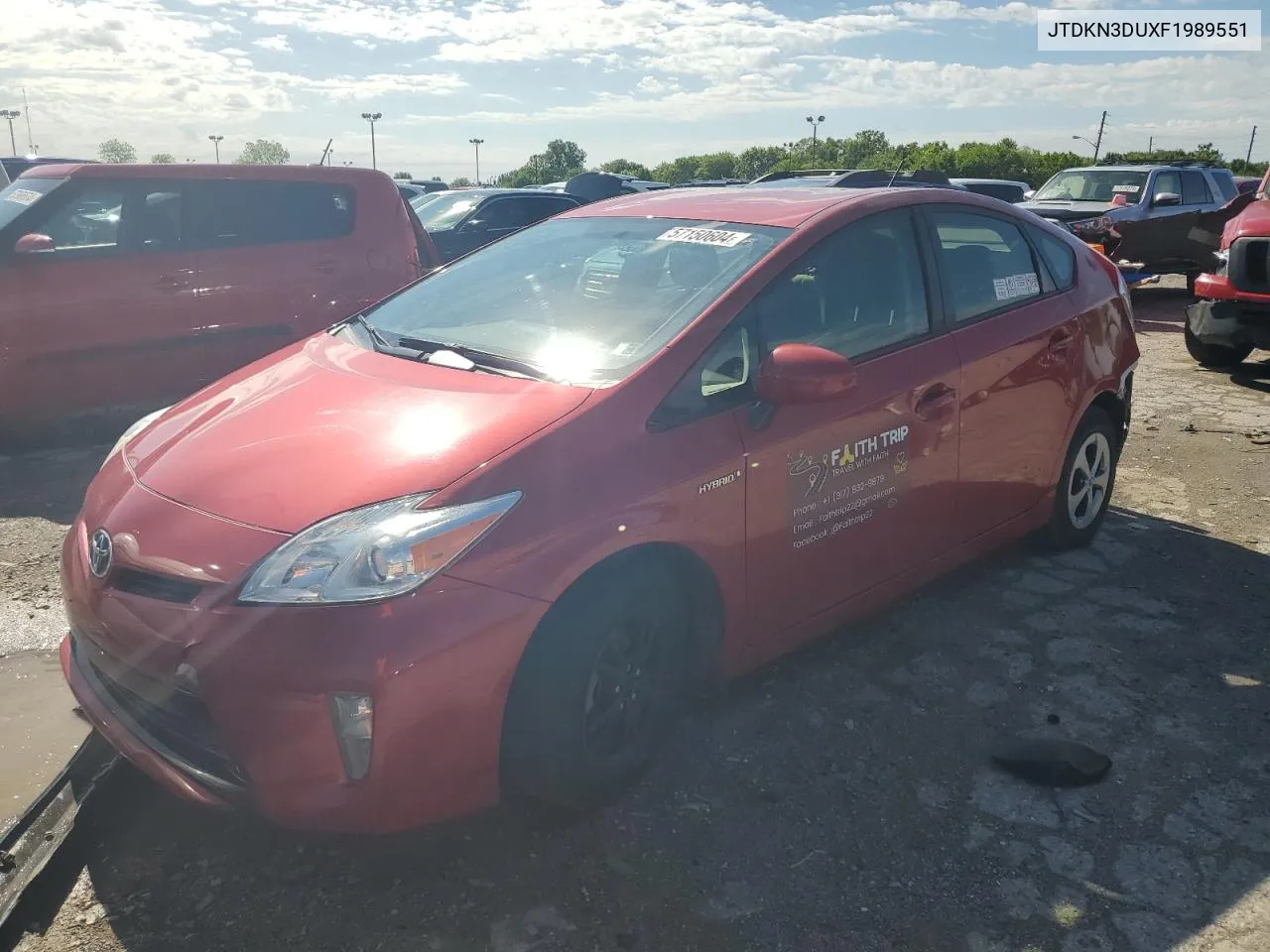 JTDKN3DUXF1989551 2015 Toyota Prius