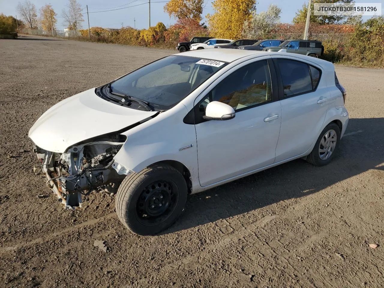 2015 Toyota Prius C VIN: JTDKDTB30F1581296 Lot: 75701014