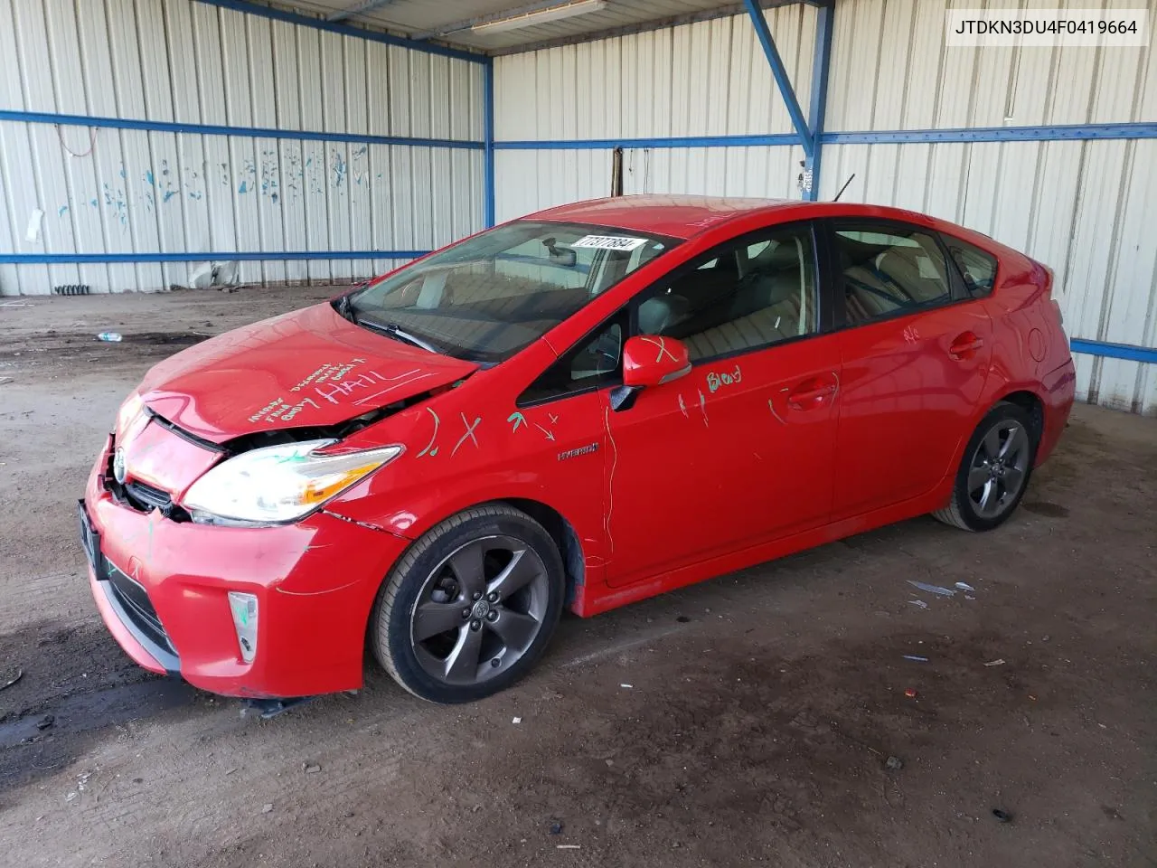 2015 Toyota Prius VIN: JTDKN3DU4F0419664 Lot: 77377884