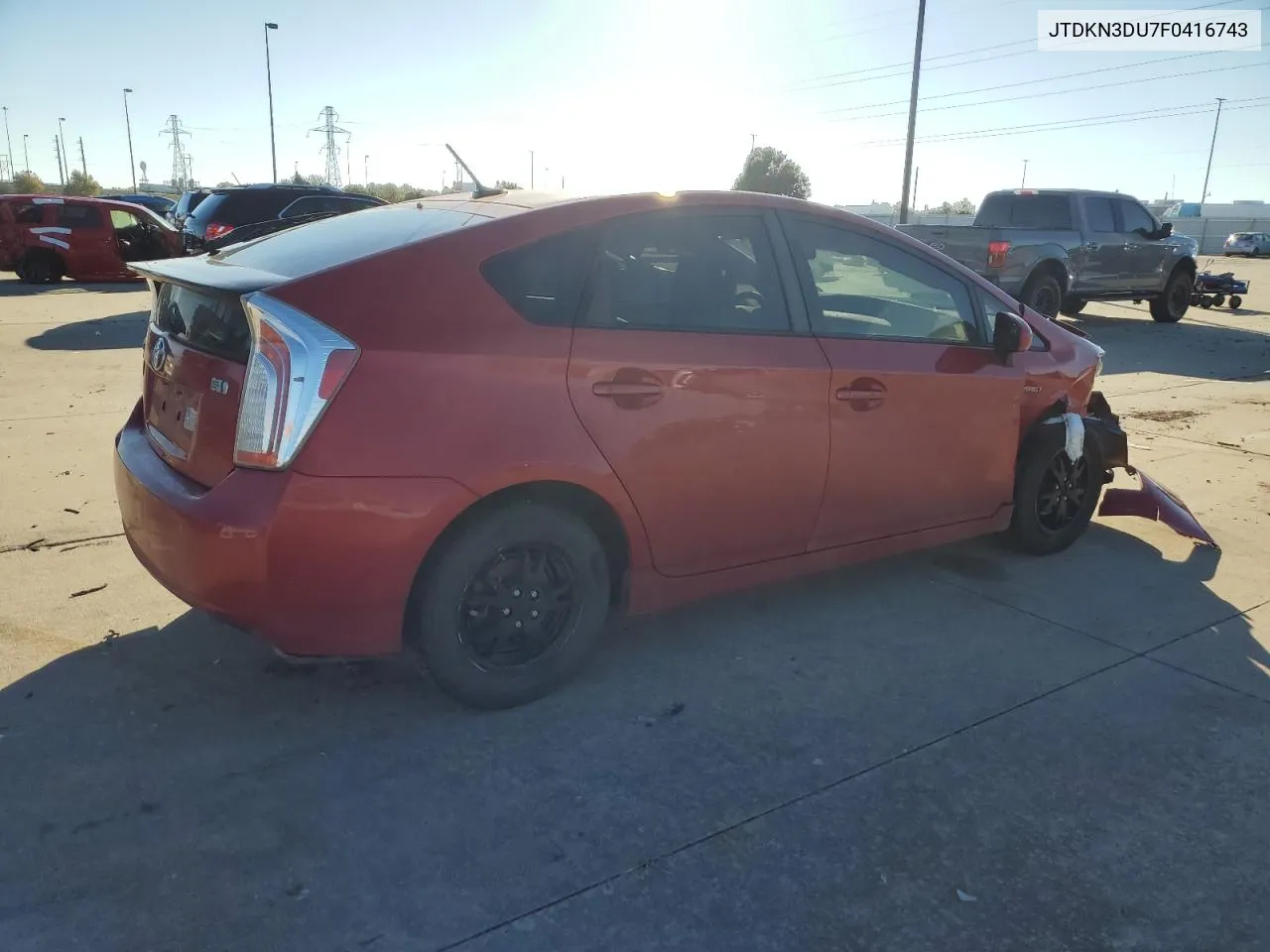 2015 Toyota Prius VIN: JTDKN3DU7F0416743 Lot: 79351884