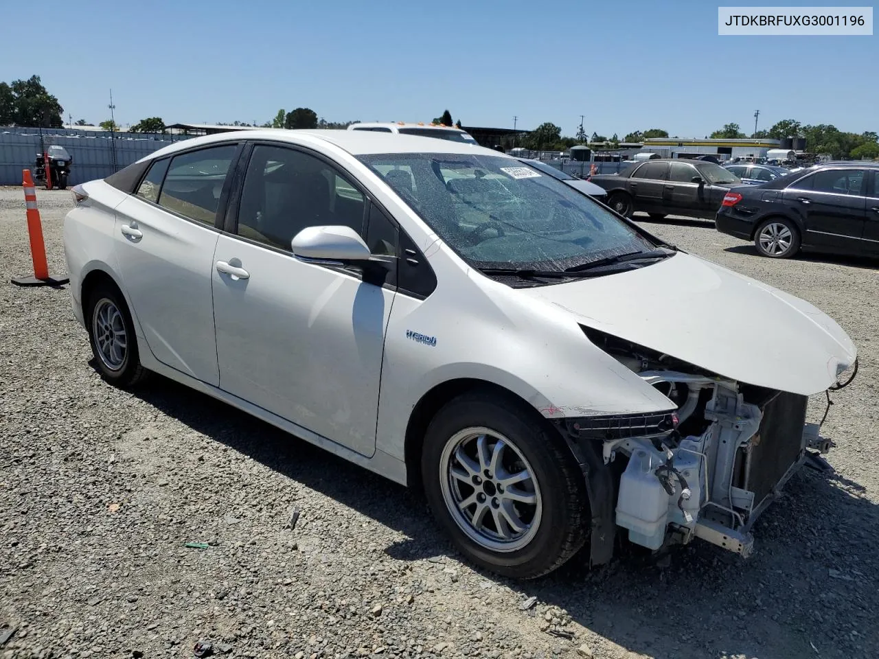 2016 Toyota Prius VIN: JTDKBRFUXG3001196 Lot: 52655724