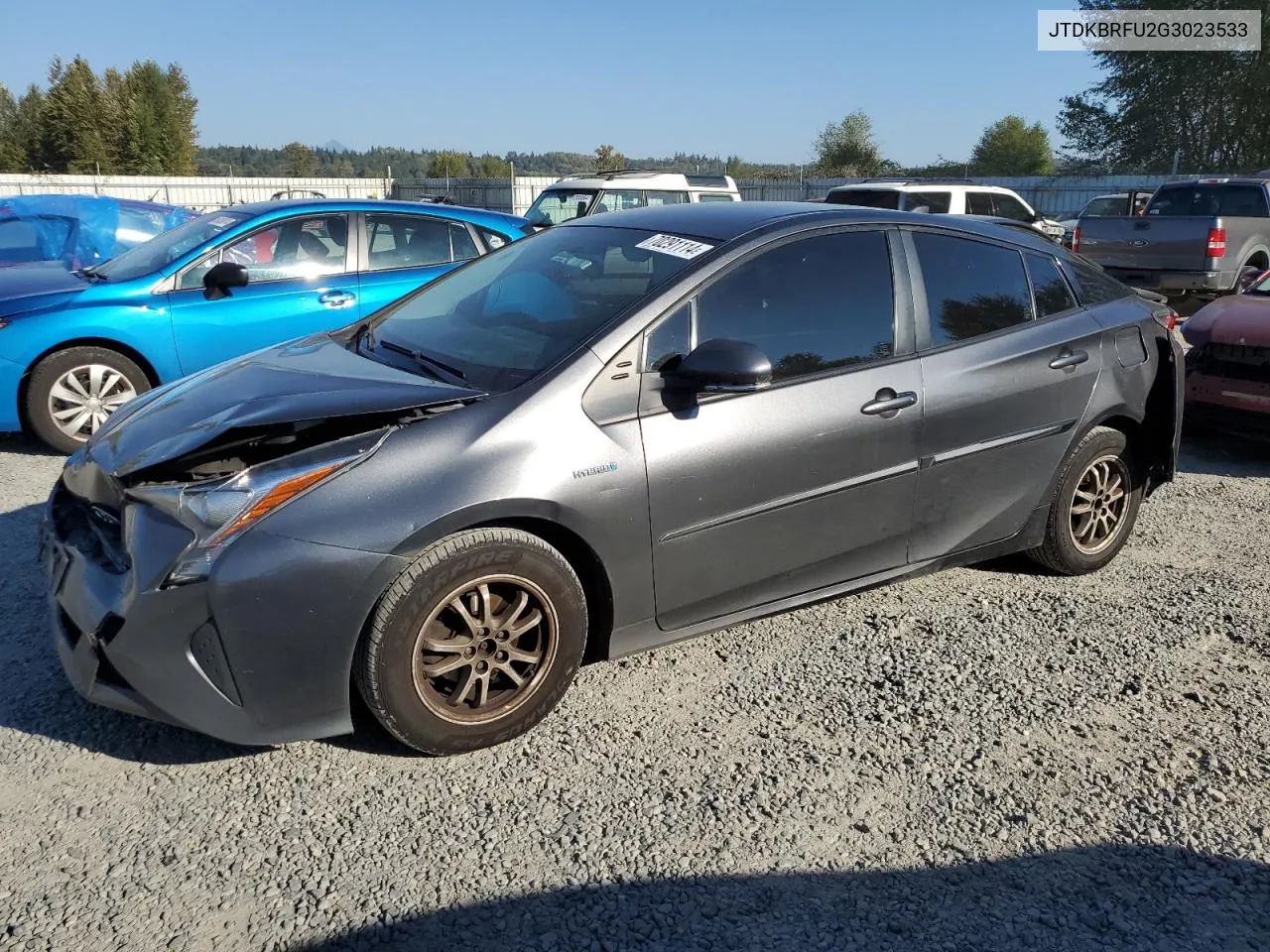 2016 Toyota Prius VIN: JTDKBRFU2G3023533 Lot: 70291114