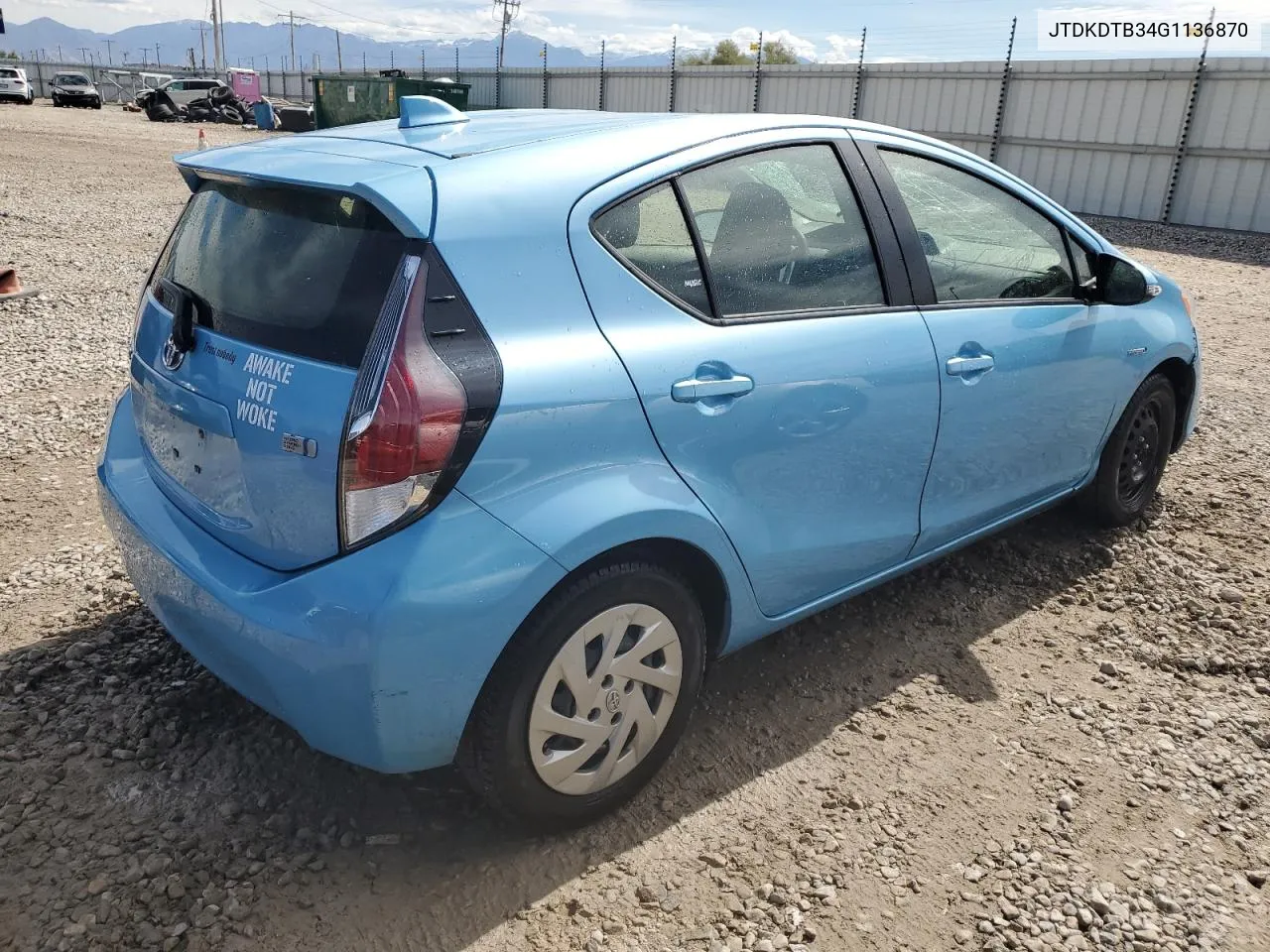 2016 Toyota Prius C VIN: JTDKDTB34G1136870 Lot: 71846294