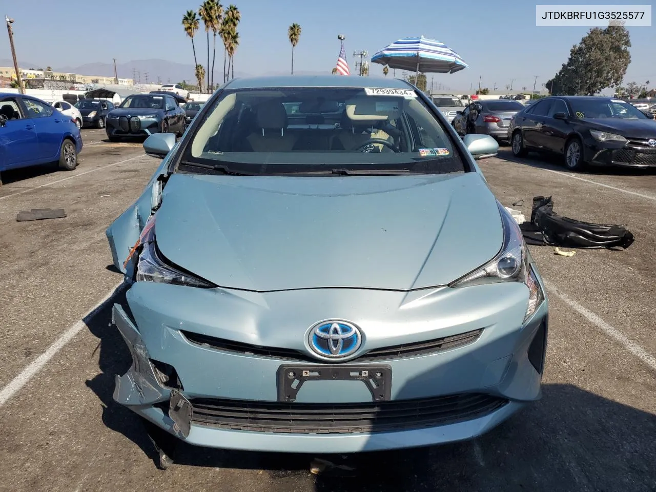 2016 Toyota Prius VIN: JTDKBRFU1G3525577 Lot: 72939434