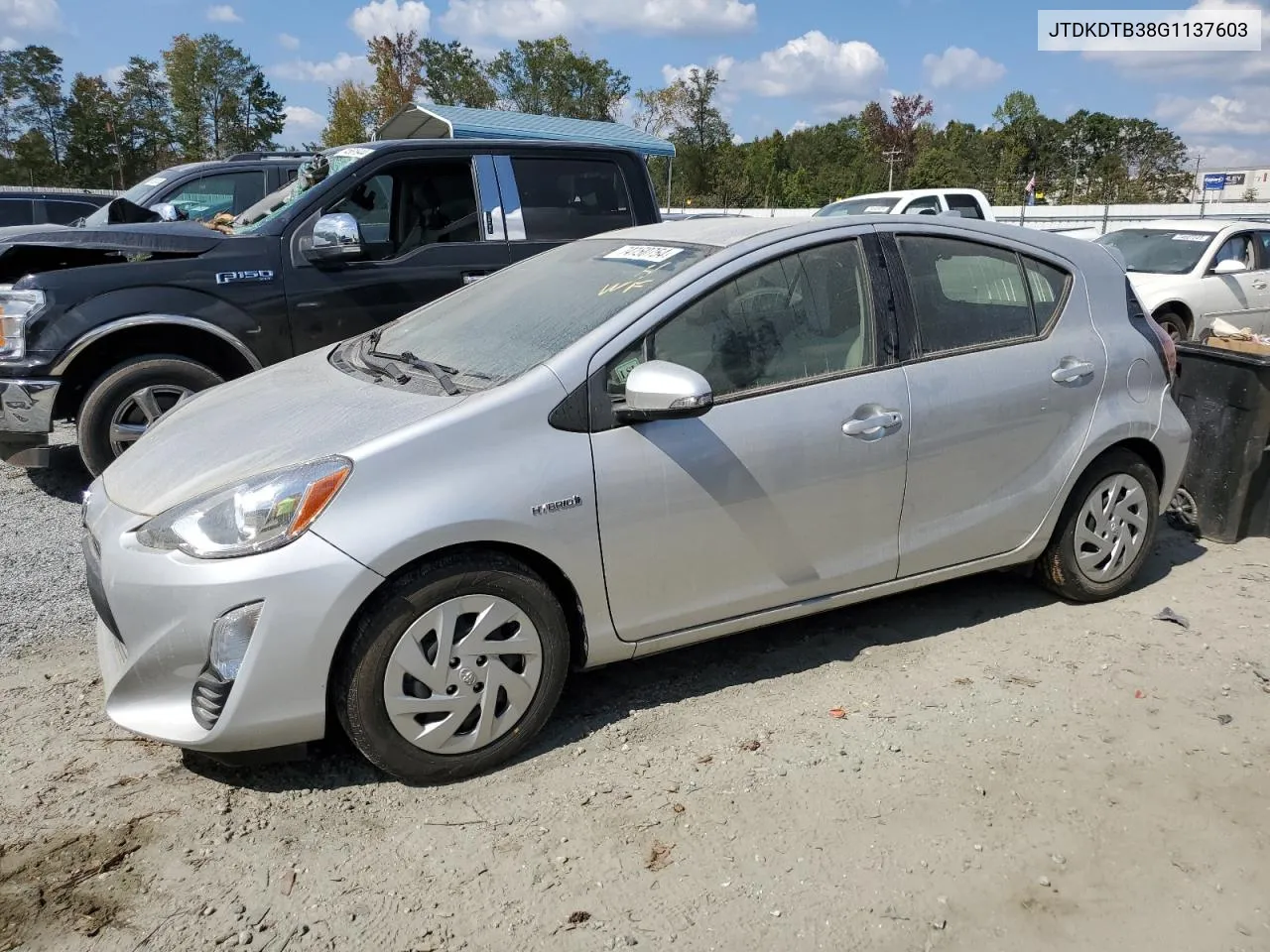 2016 Toyota Prius C VIN: JTDKDTB38G1137603 Lot: 74150754