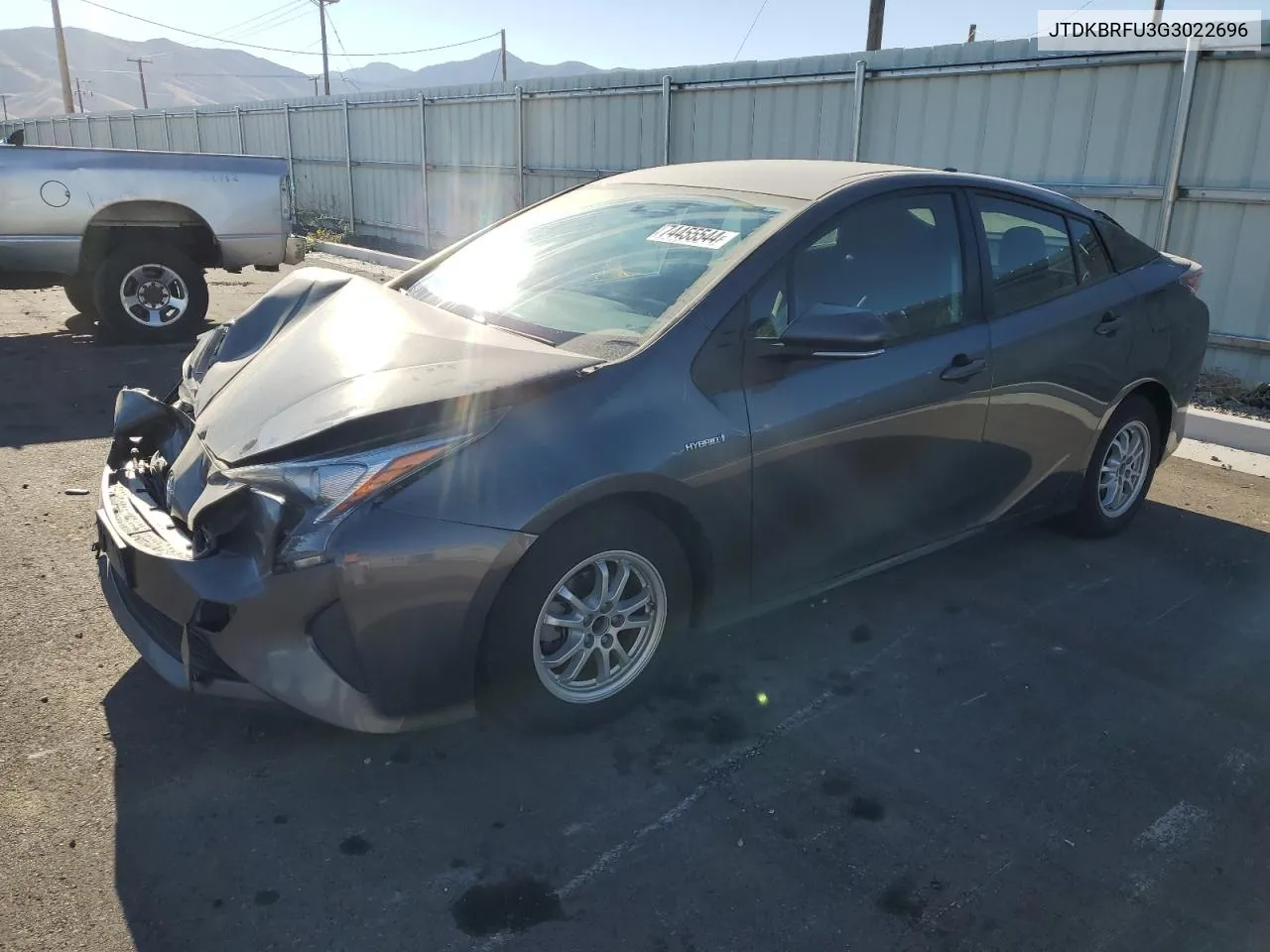 2016 Toyota Prius VIN: JTDKBRFU3G3022696 Lot: 74455544