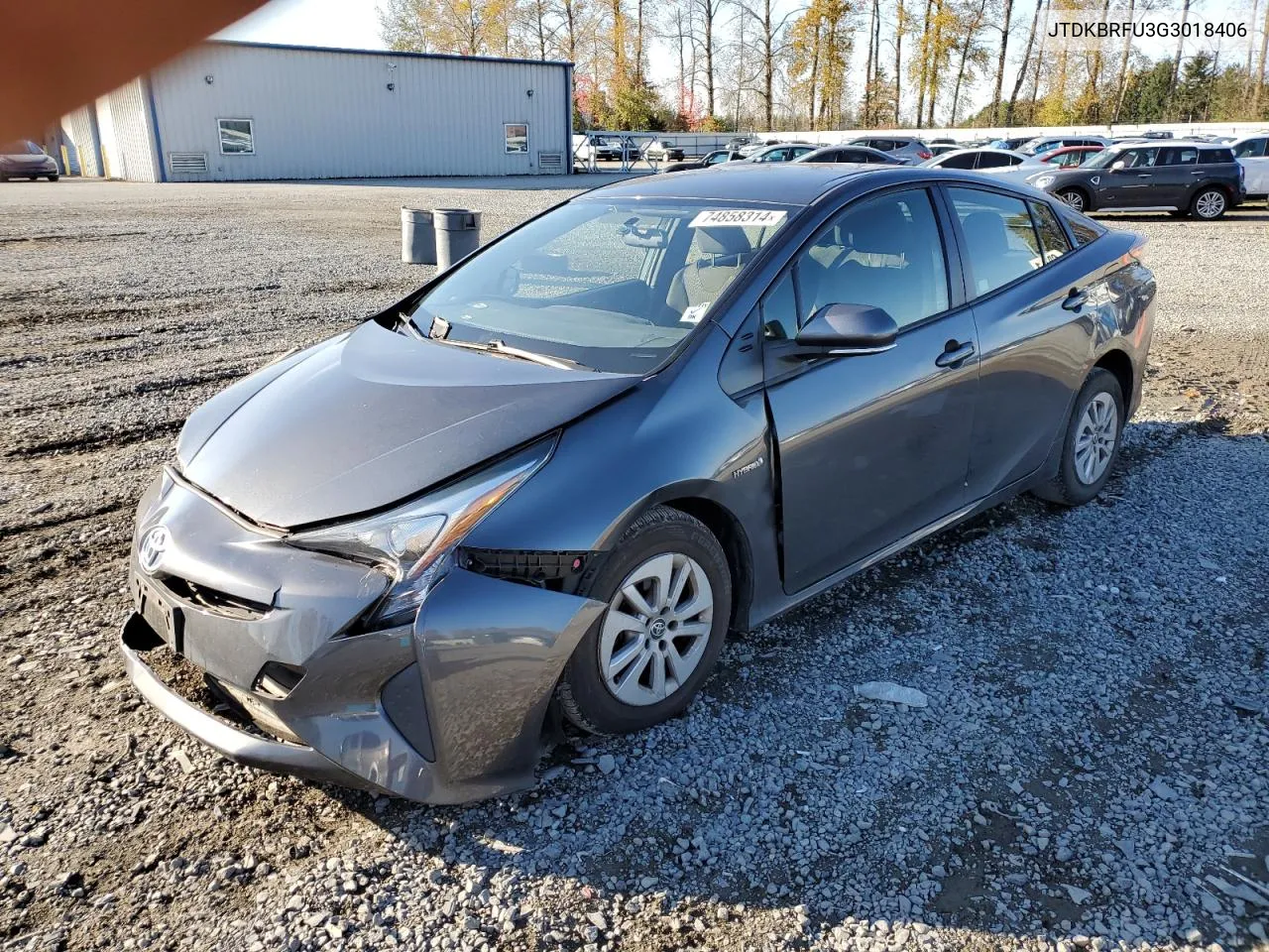 2016 Toyota Prius VIN: JTDKBRFU3G3018406 Lot: 74858314