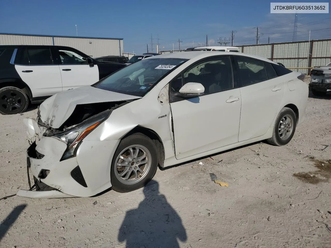 2016 Toyota Prius VIN: JTDKBRFU6G3513652 Lot: 75334354