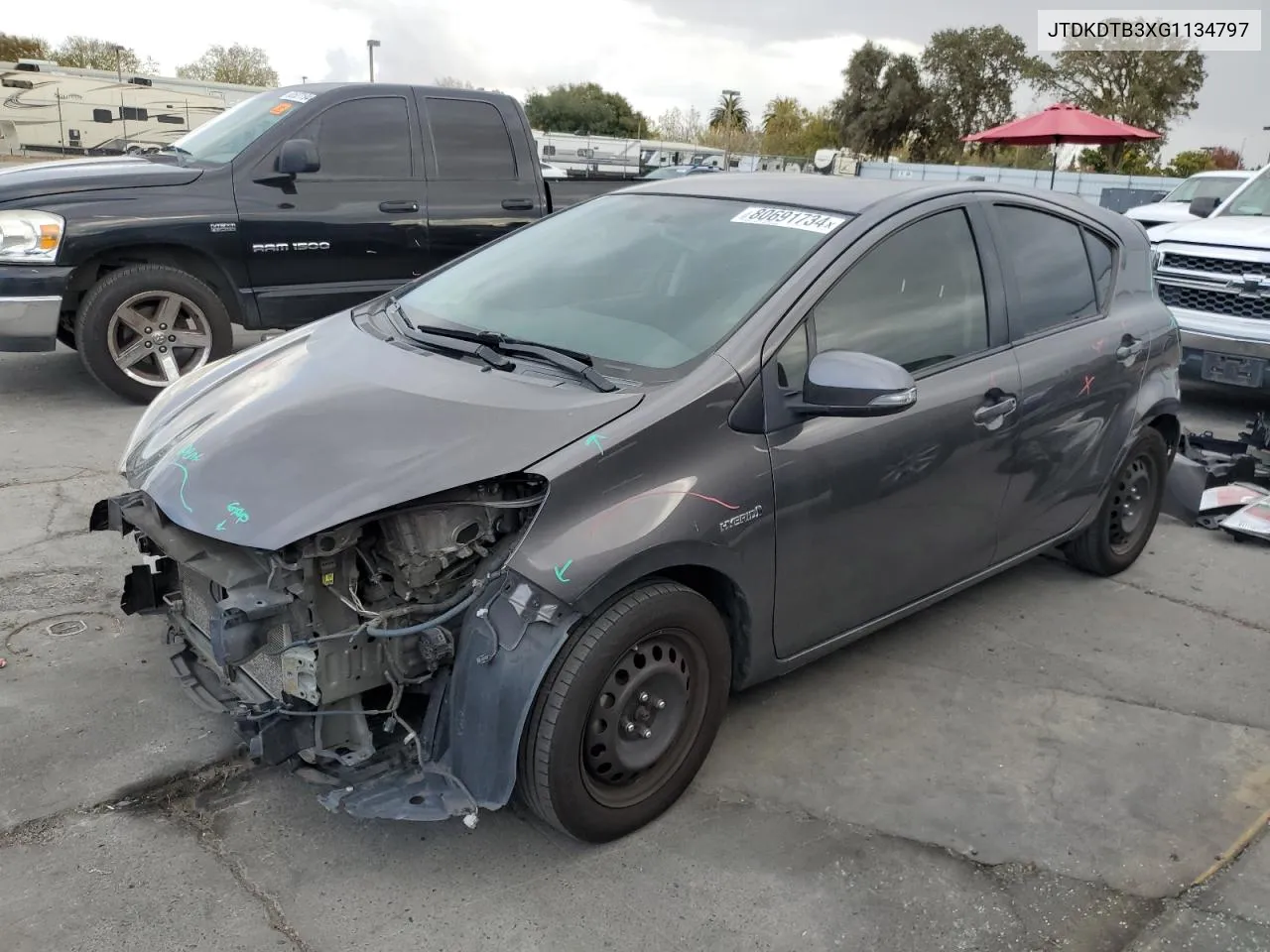 2016 Toyota Prius C VIN: JTDKDTB3XG1134797 Lot: 80691734