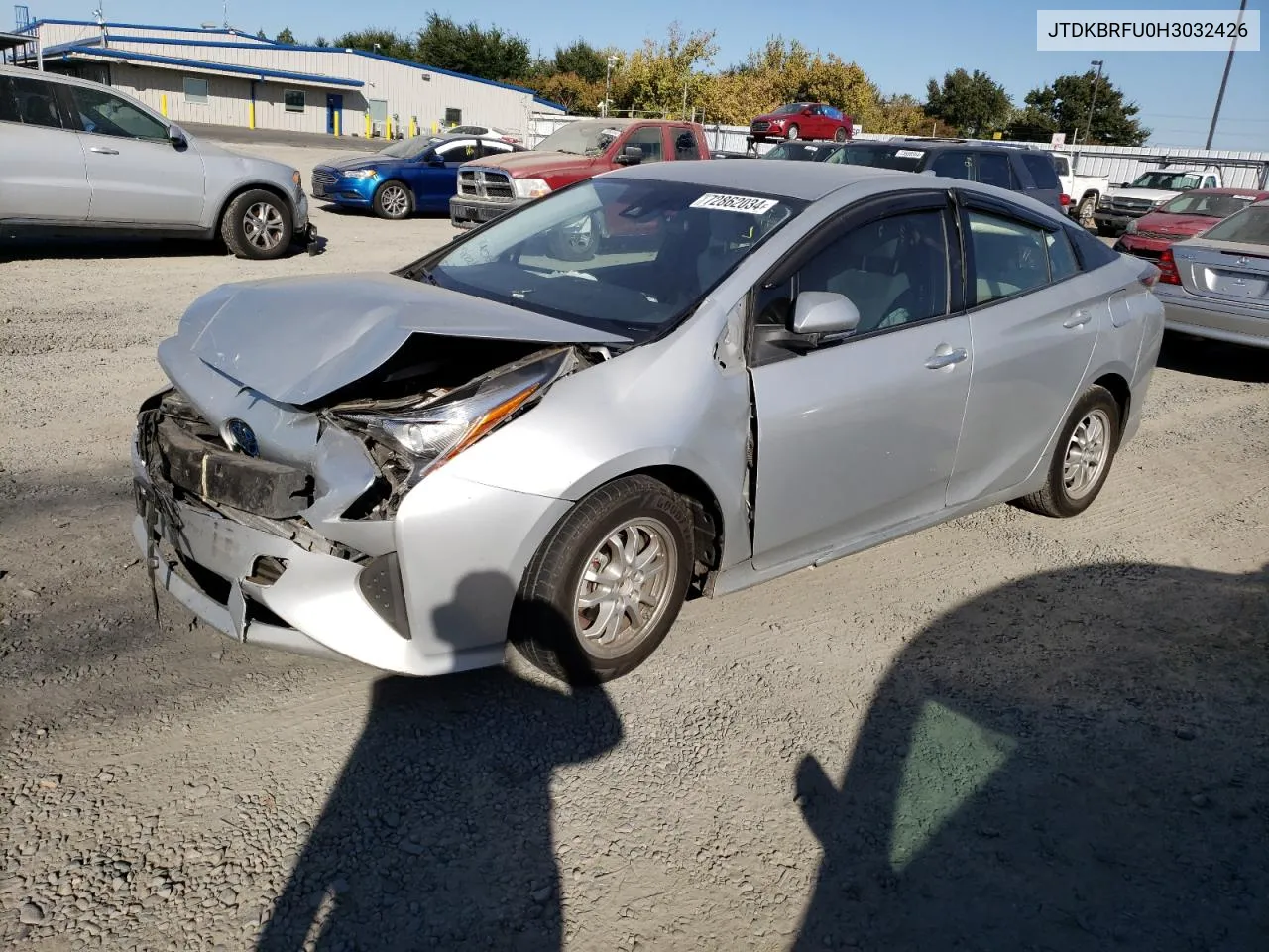 2017 Toyota Prius VIN: JTDKBRFU0H3032426 Lot: 72862034