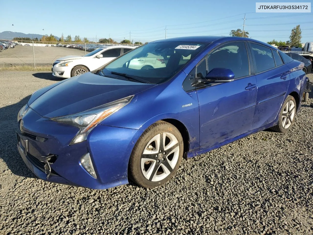 2017 Toyota Prius VIN: JTDKARFU3H3534172 Lot: 73445394