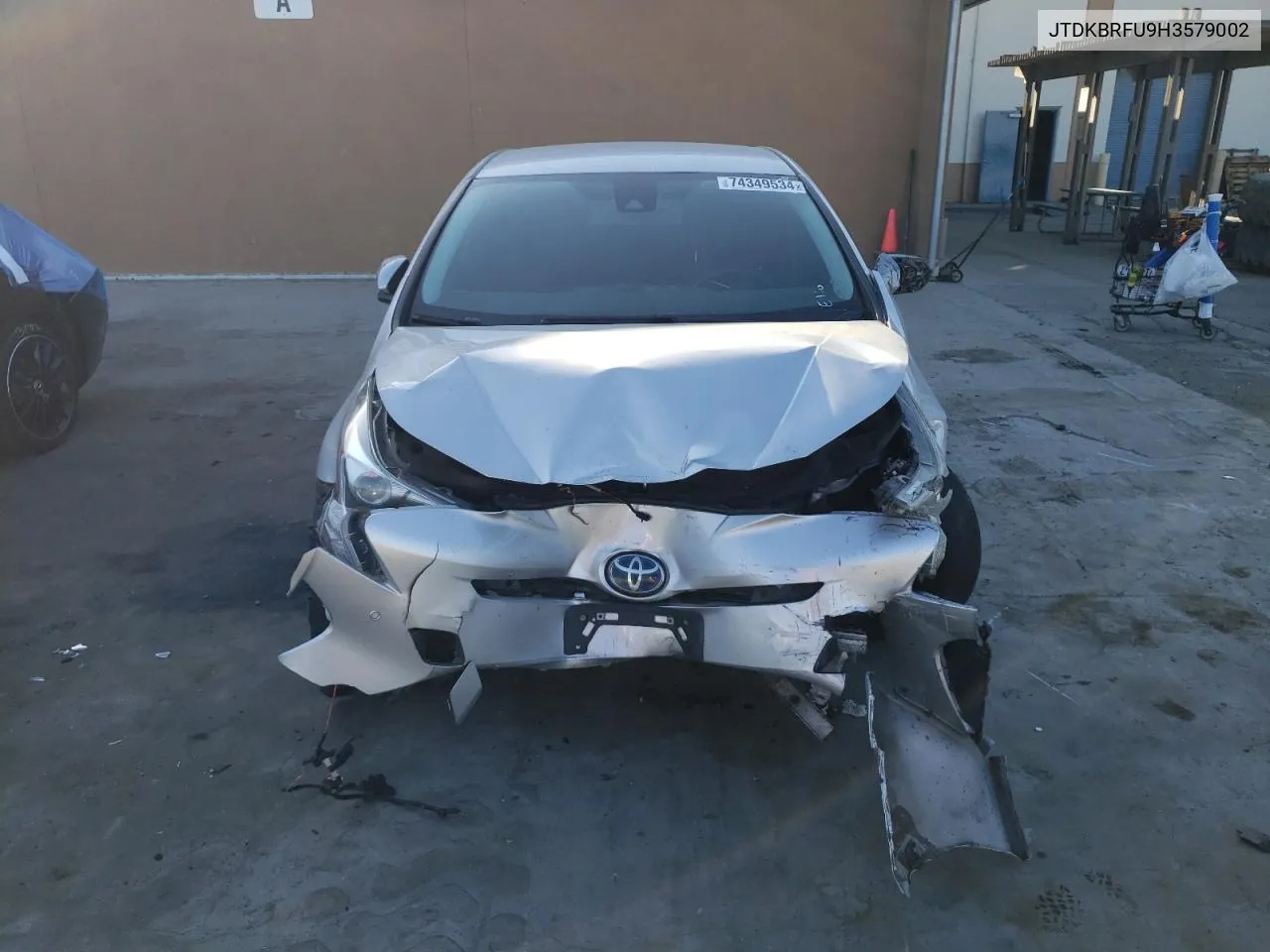 2017 Toyota Prius VIN: JTDKBRFU9H3579002 Lot: 74349534