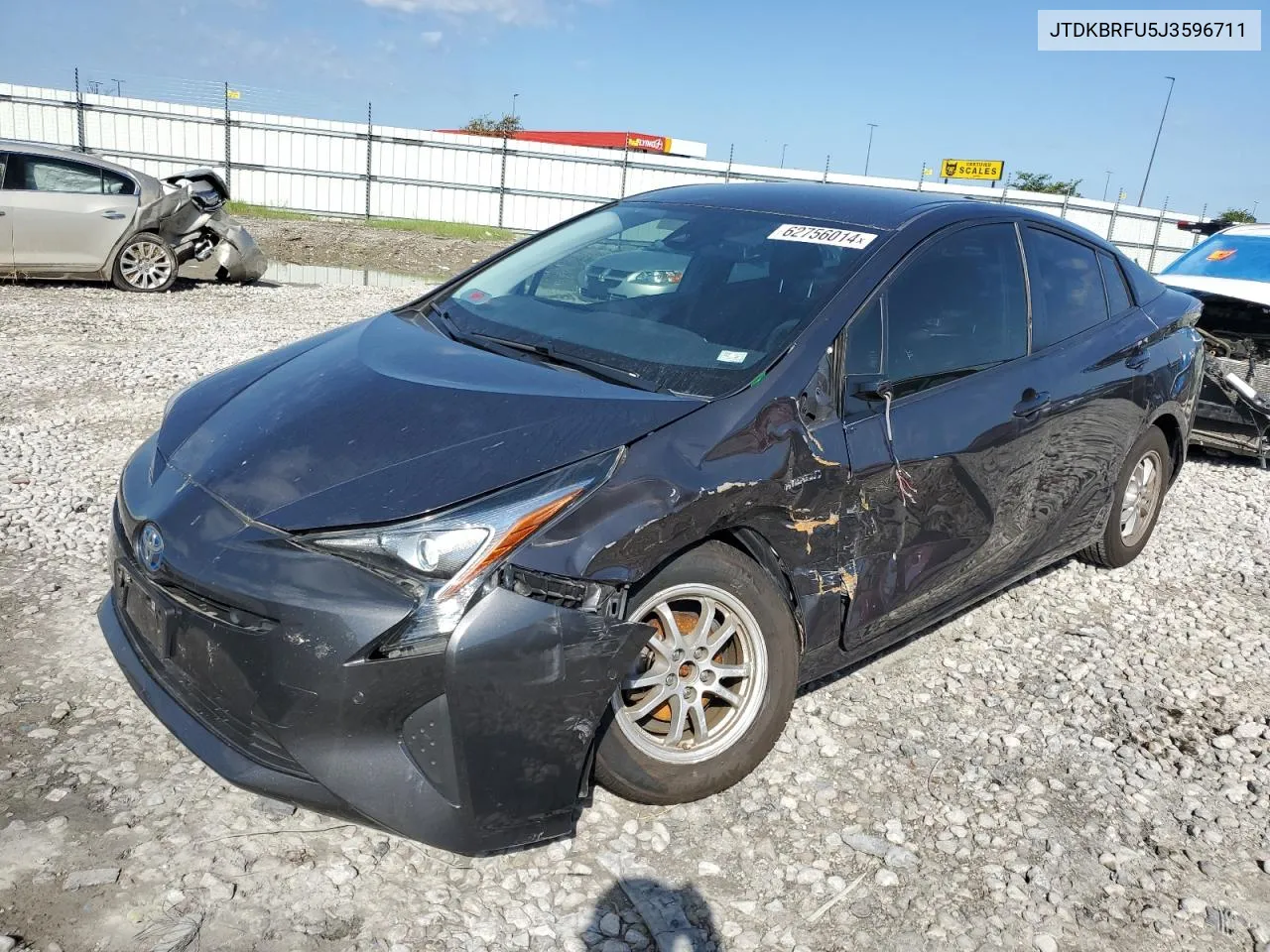 2018 Toyota Prius VIN: JTDKBRFU5J3596711 Lot: 62756014